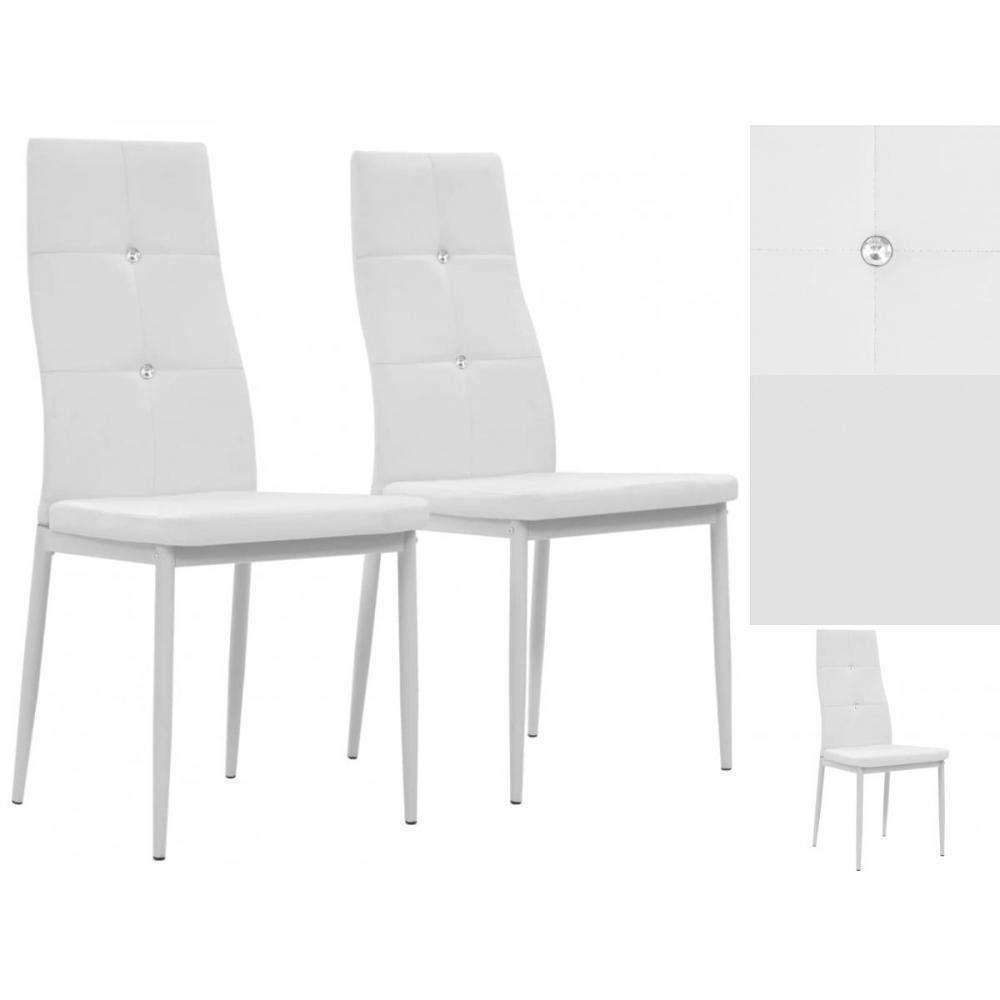 vidaXL Stuhl Esszimmerstühle 2 Stk Weiß Kunstleder