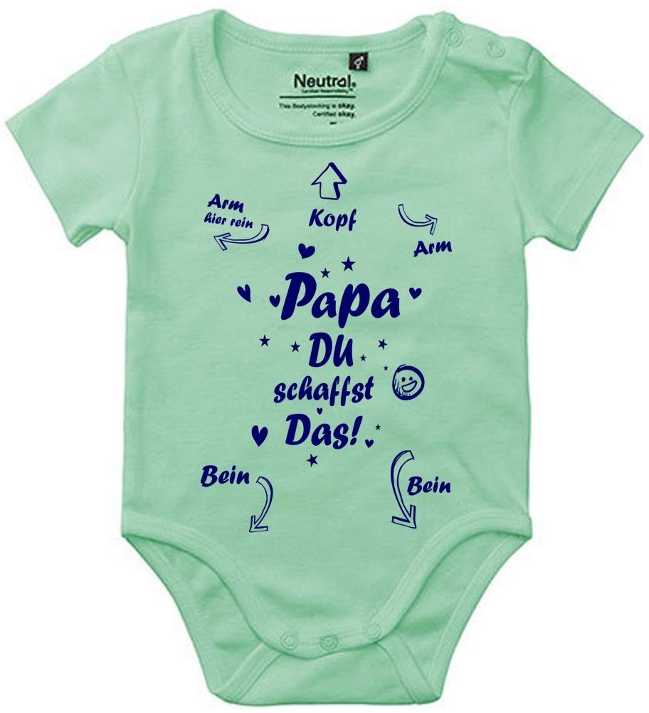 coole-fun-t-shirts Neugeborenen-Geschenkset Papa Du schaffst das - Baby Body Neugeborenes Strampler Dusty Mint