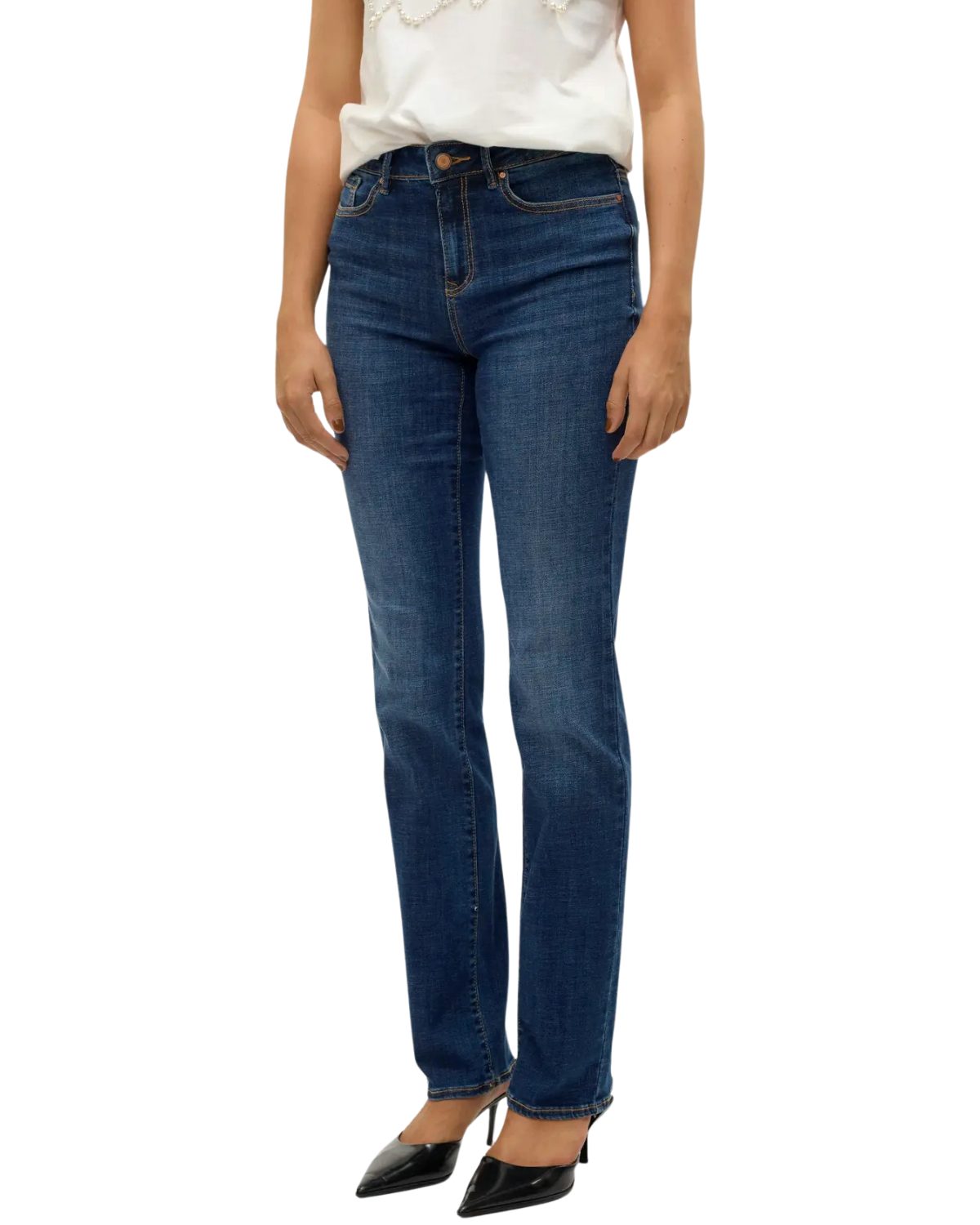 Vero Moda Straight-Jeans bequeme und moderne Mid Rise Hose