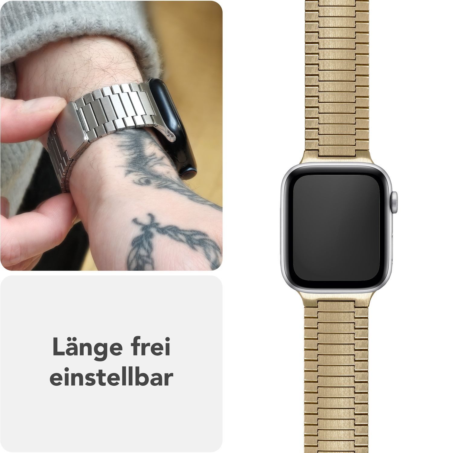 Nalia Smartwatch-Armband Apple Watch 38mm/40/41/42(Serie 10), Edles Edelstahl Ersatzarmband / für Sport Uhr / Magnetisch & Rostfrei