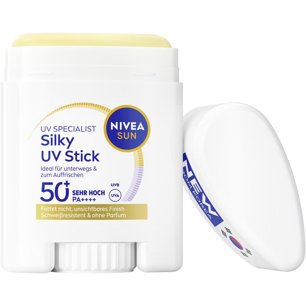 Nivea Sun Sonnenschutzstift Silky UV Stick LSF50+, 1-tlg., für das Gesicht, mit Lichtschutzfaktor 50+, nicht fettende Formel