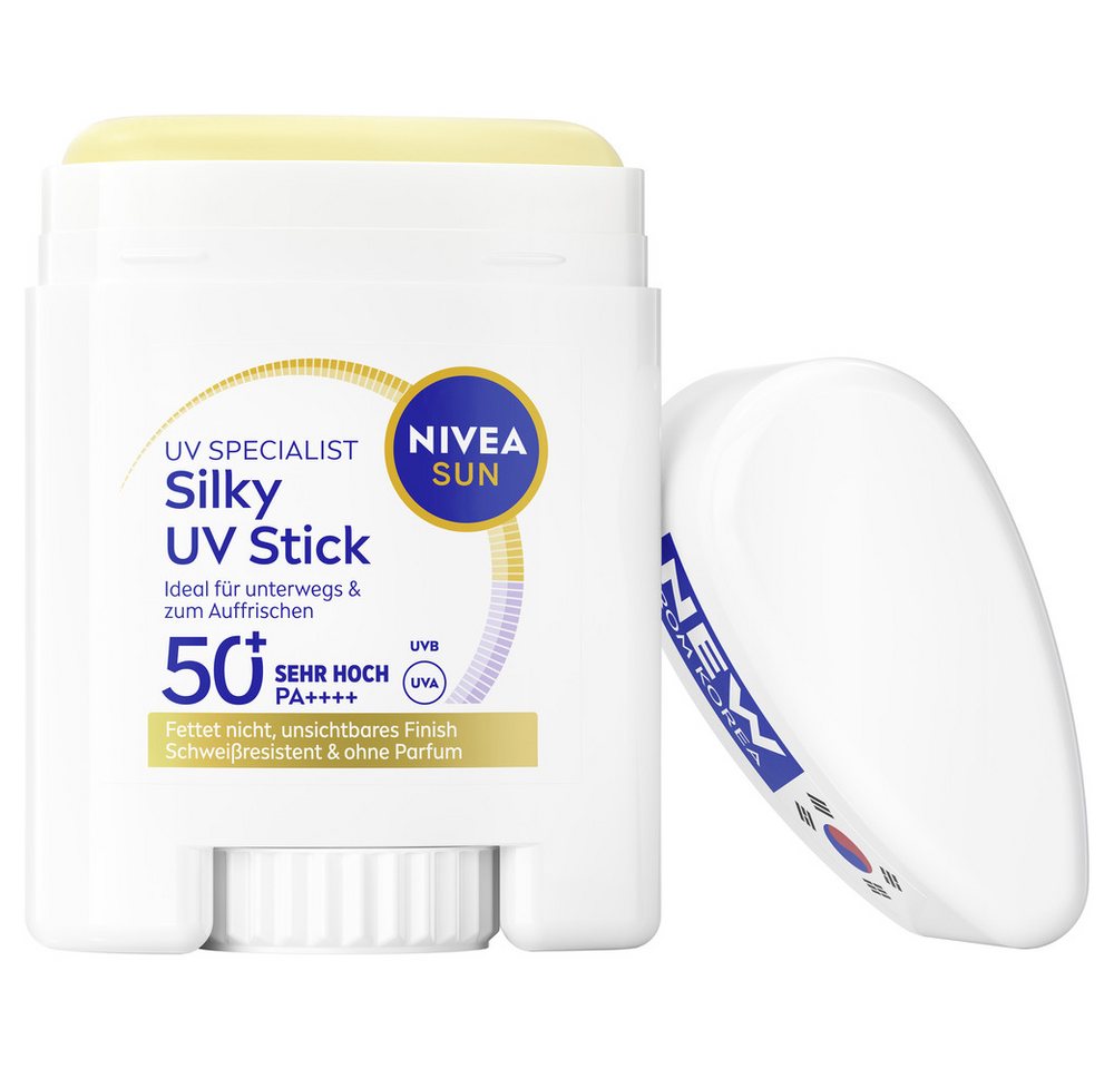 Nivea Sun Sonnenschutzstift Silky UV Stick LSF50+, 1-tlg., für das Gesicht, mit Lichtschutzfaktor 50+, nicht fettende Formel