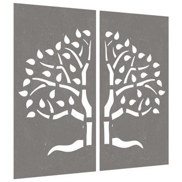 vidaXL Wandbild 2-tlg. Garten-Wanddeko 105x155 cm Cortenstahl Baum-Design
