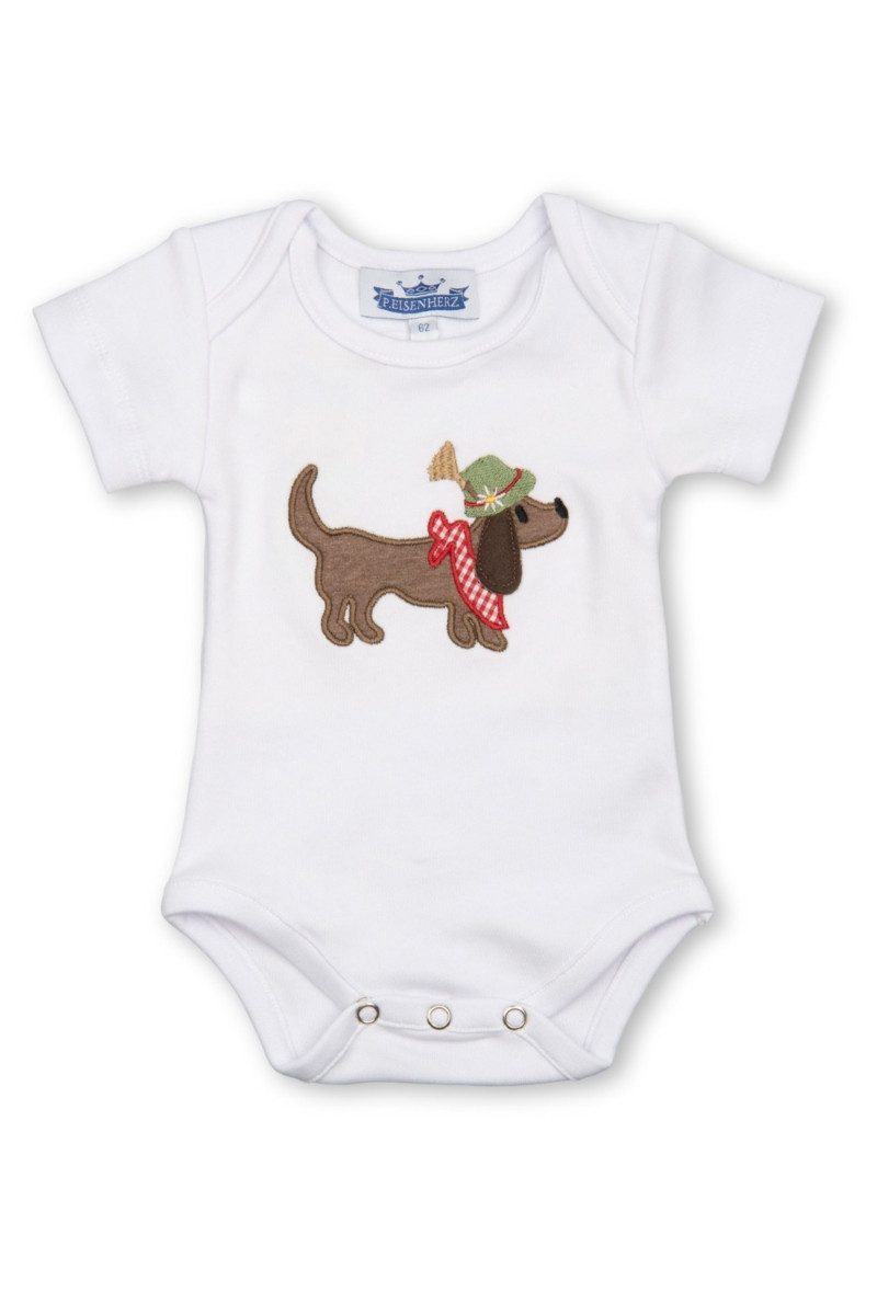 P.Eisenherz Trachtenkleid Baby Body - DACKEL KA - weiß