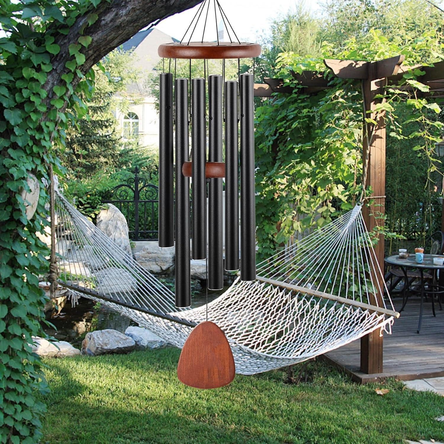 LuxusKollektion Windspiel Aluminium Windspiel 65cm 6 Röhren schwarz (1 St)