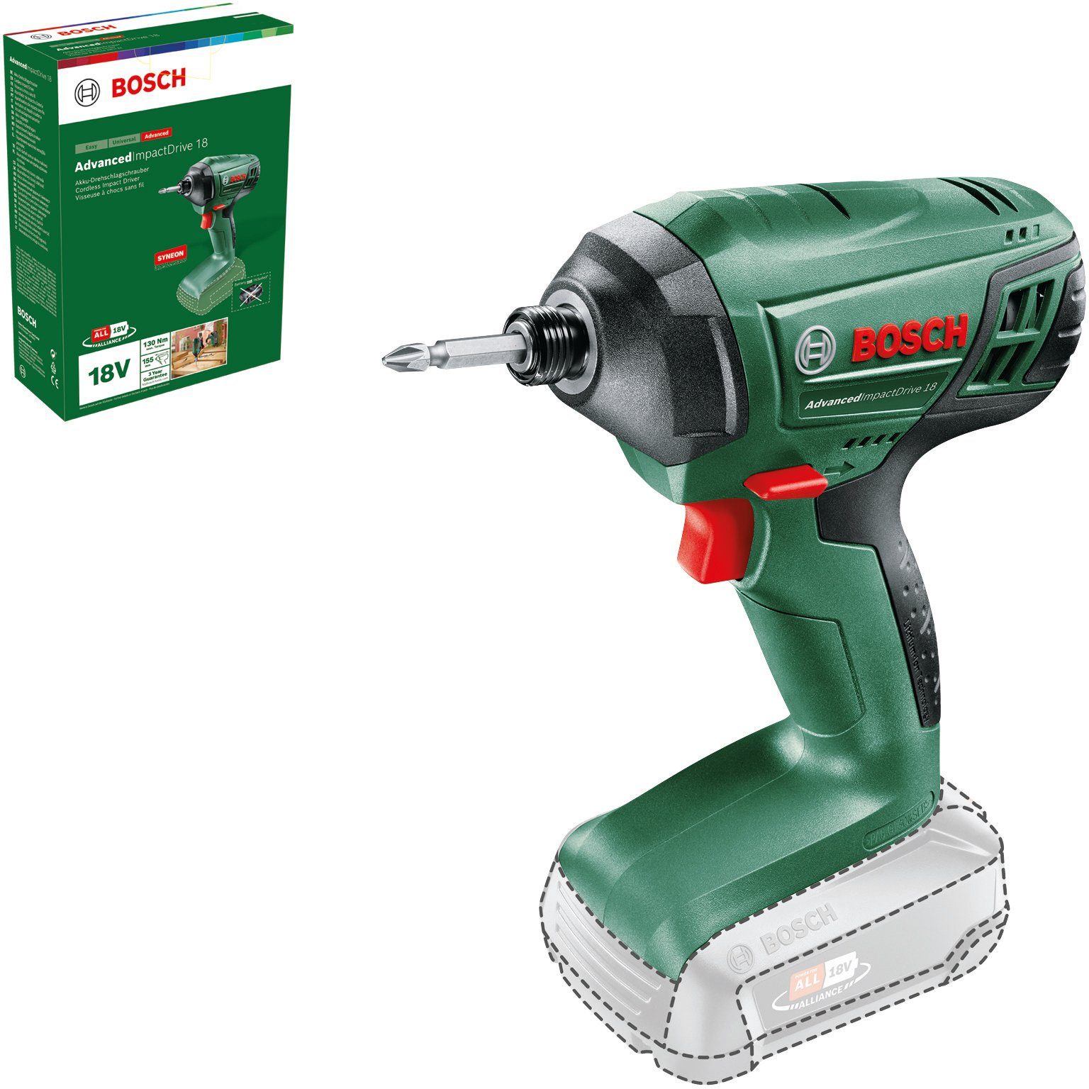 Ladegerät ohne Akku-Schlagbohrmaschine Garden AdvancedImpactDrive Akku Home Bosch und & - solo, 18