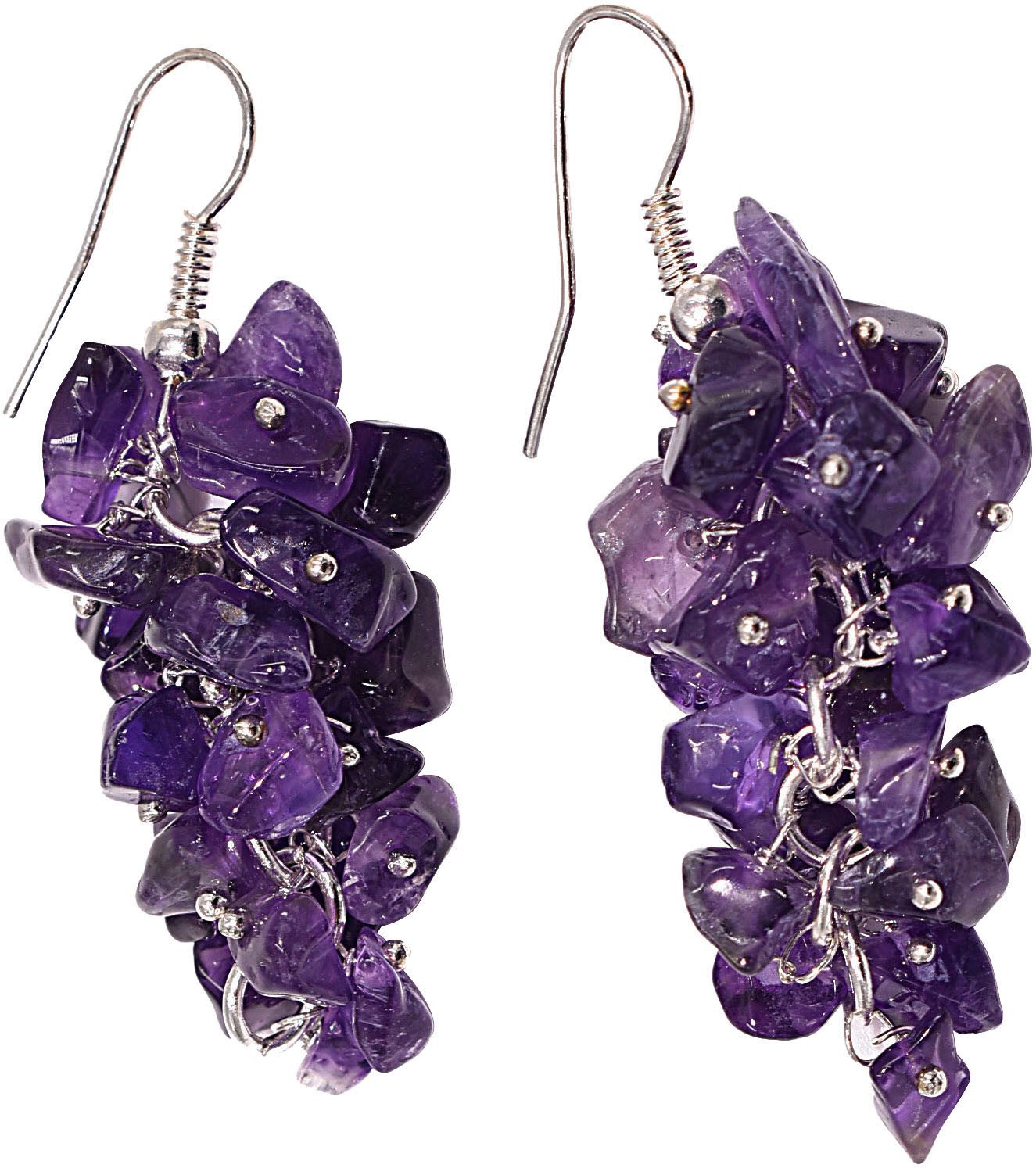 Firetti Paar Ohrhaken Schmuck Geschenk Silber 925 Ohrschmuck Ohrringe Edelsteine, Made in Germany - mit Amethyst