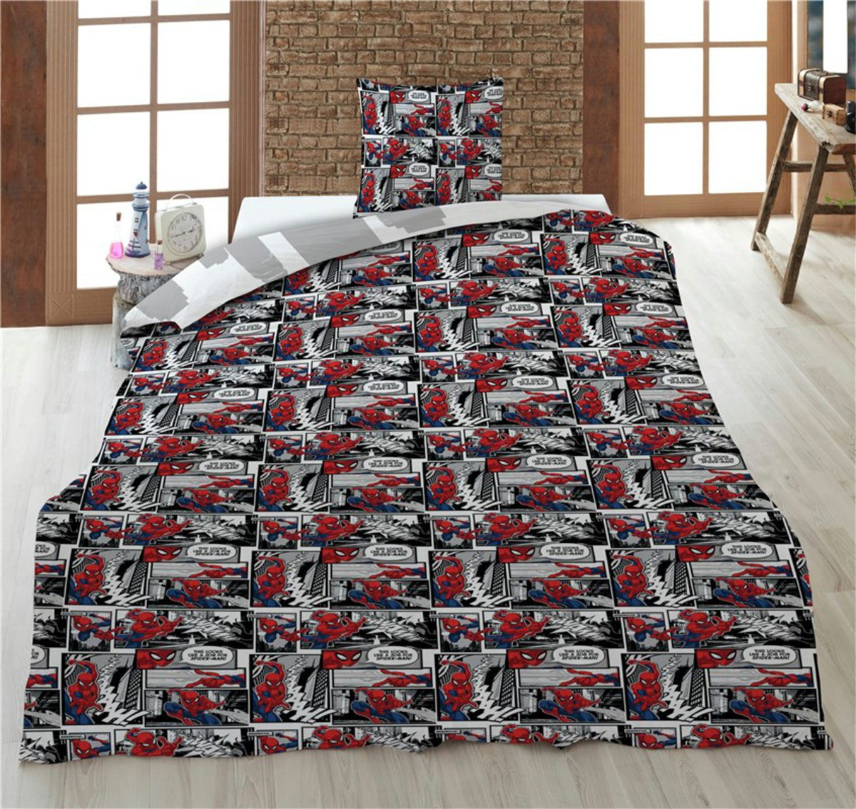 MARVEL Bettwäsche Marvel Spiderman Jungen Bettwäsche 2tlg. Set, 2 teilig, 135/140x200 cm Kissenbezug 65x65 cm