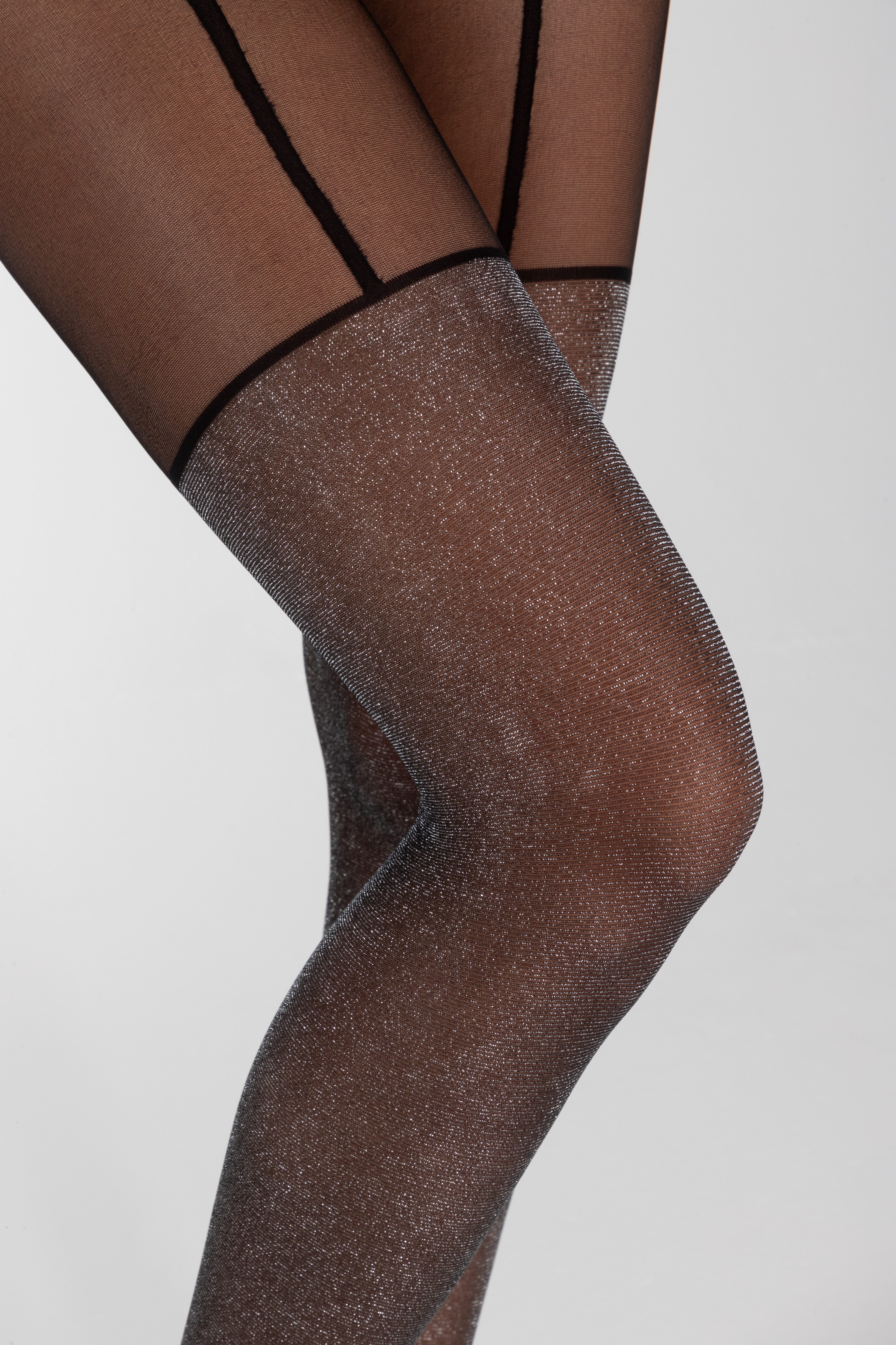 Camano Overknee-Strumpfhose fine fashion 40 DEN (2er Pack) Glam-Look, Glitzer-Details, elegant
