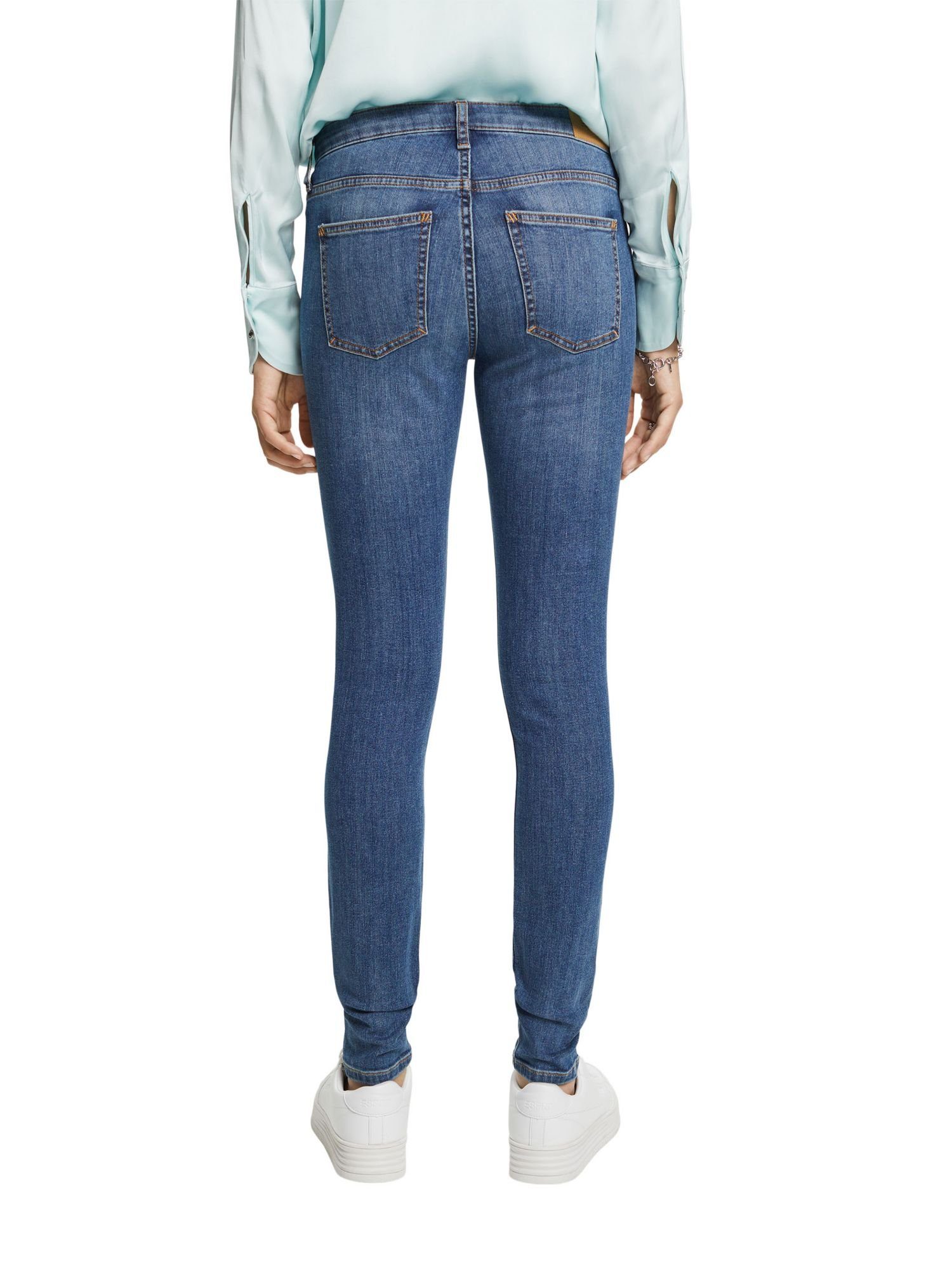Mid-Rise-Jeggings WASHED Esprit Skinny-fit-Jeans BLUE MEDIUM