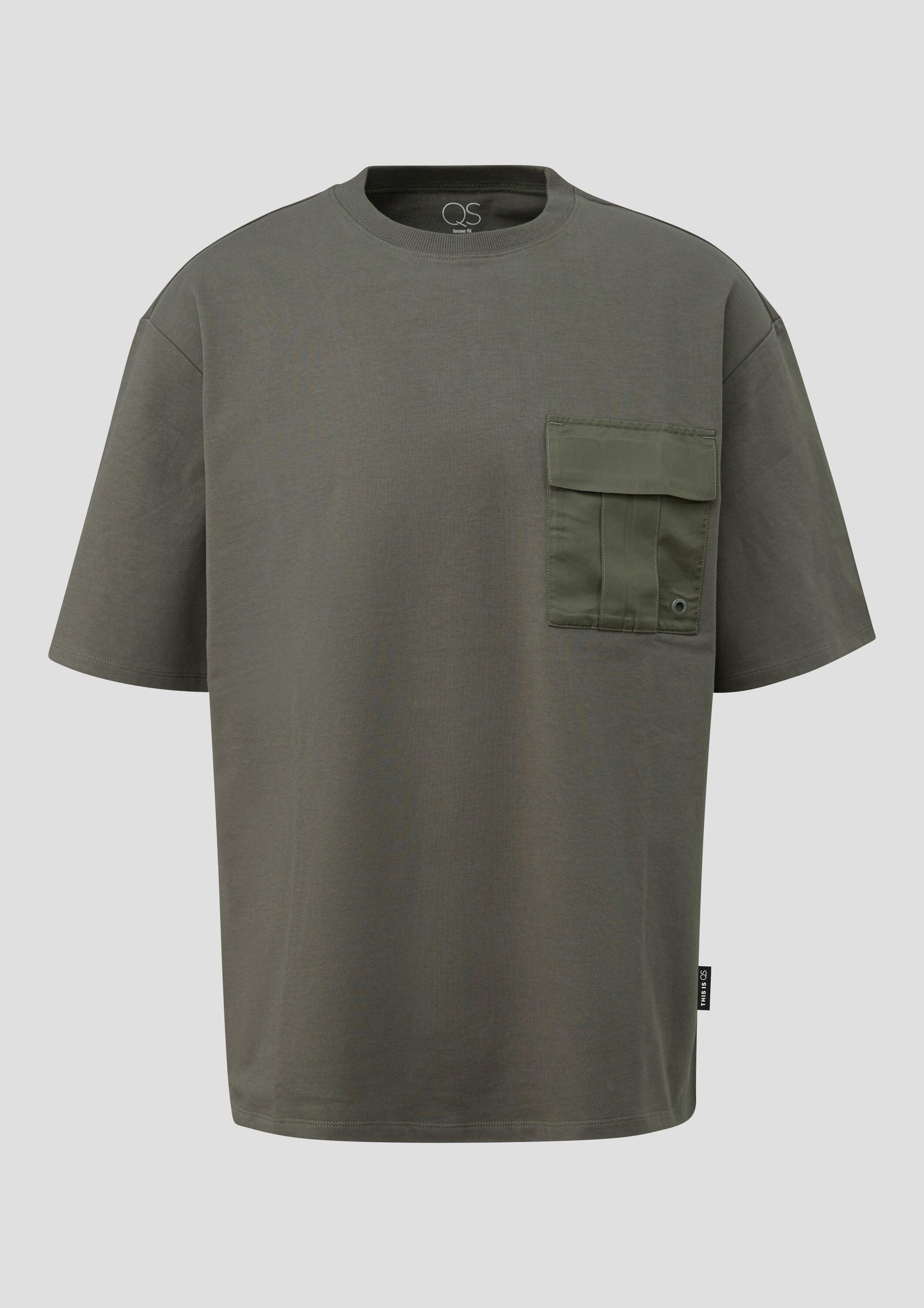 QS Kurzarmshirt T-Shirt T-Shirt mit Brusttasche