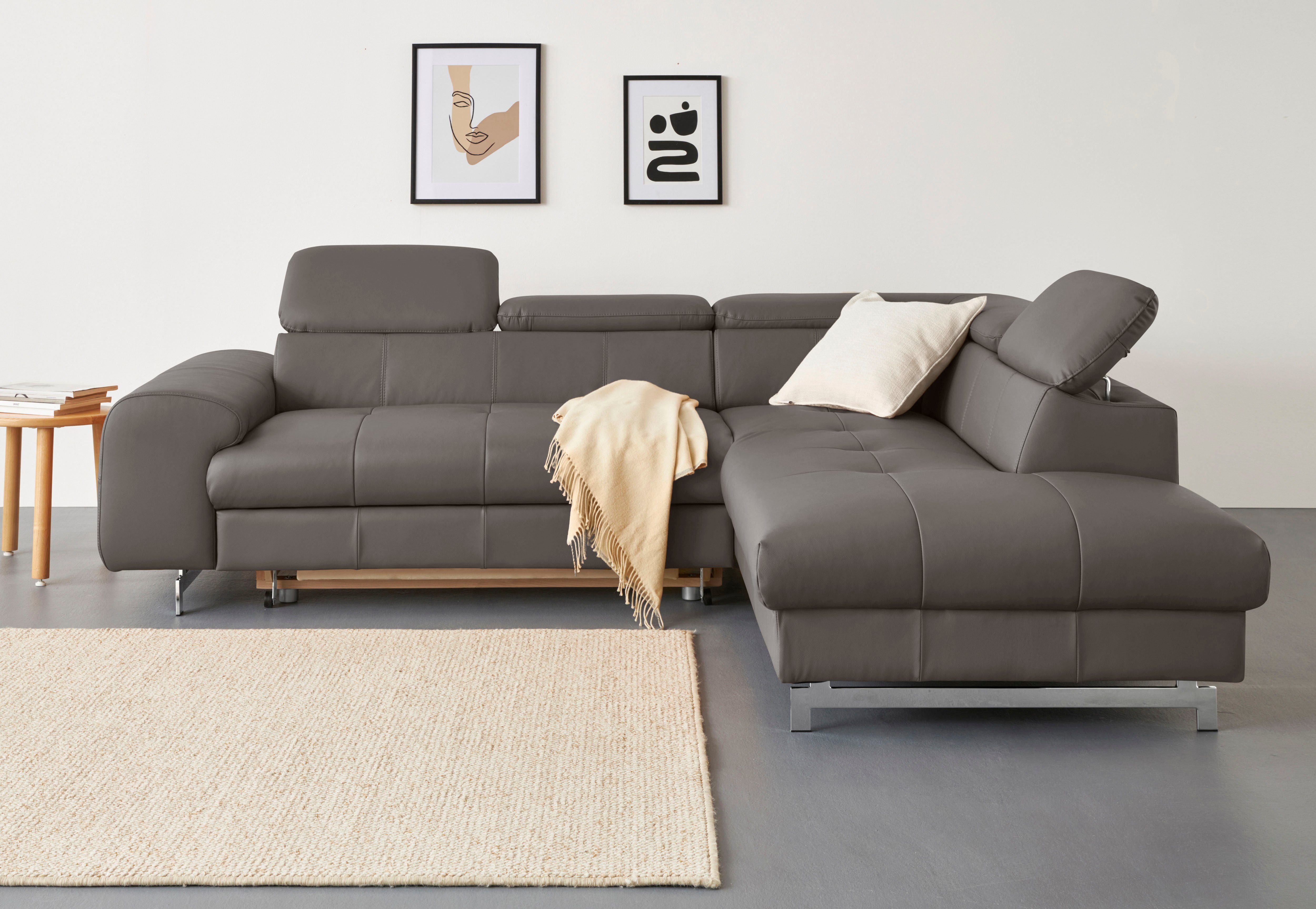 COTTA Ecksofa "Chef L-Form", mit Kopfteilverstellung, edle Metallkufen, wah günstig online kaufen