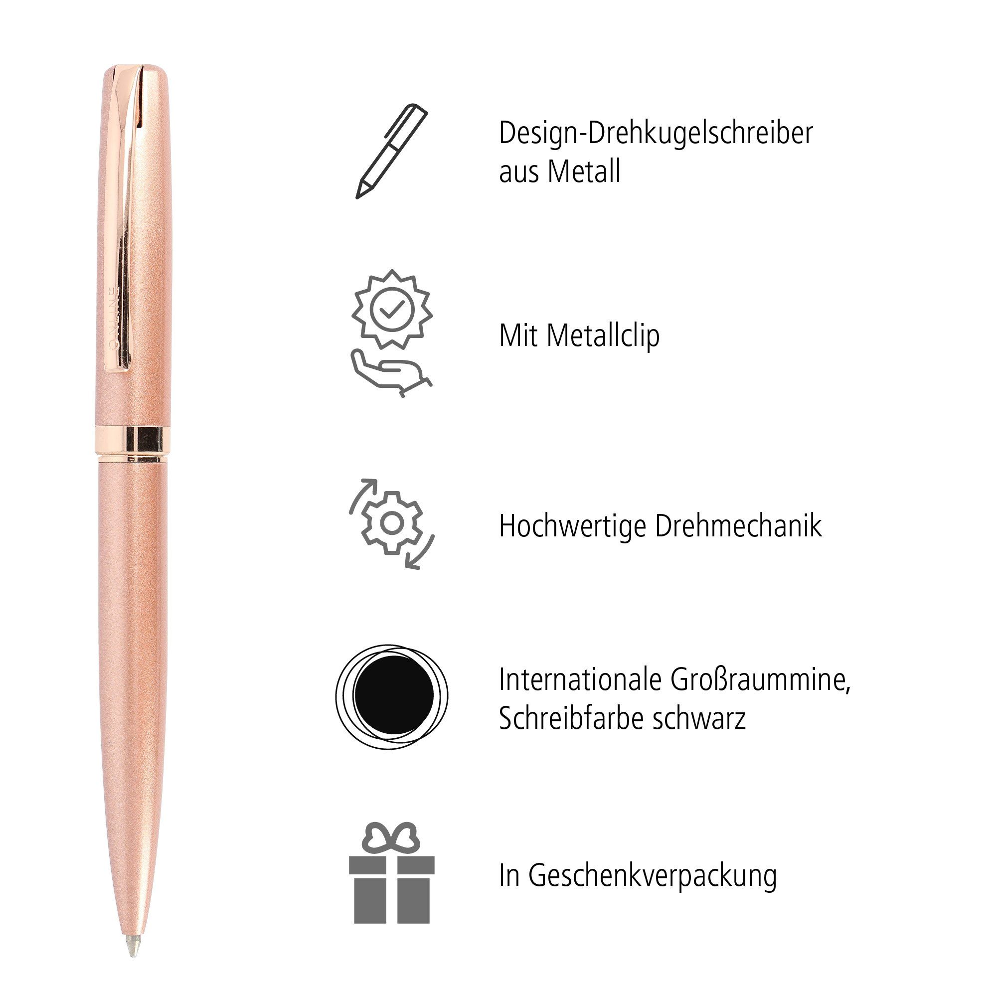Online Pen Kugelschreiber Eleganza Drehkugelschreiber, Geschenkbox in Rosegold