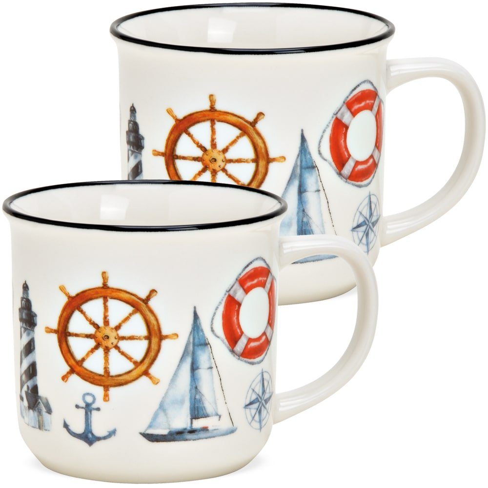 maritim Leuchtturm Anker cm, & HOBBY Kaffeebecher 2er Porzellan HOME 8 Porzellan Tasse matches21