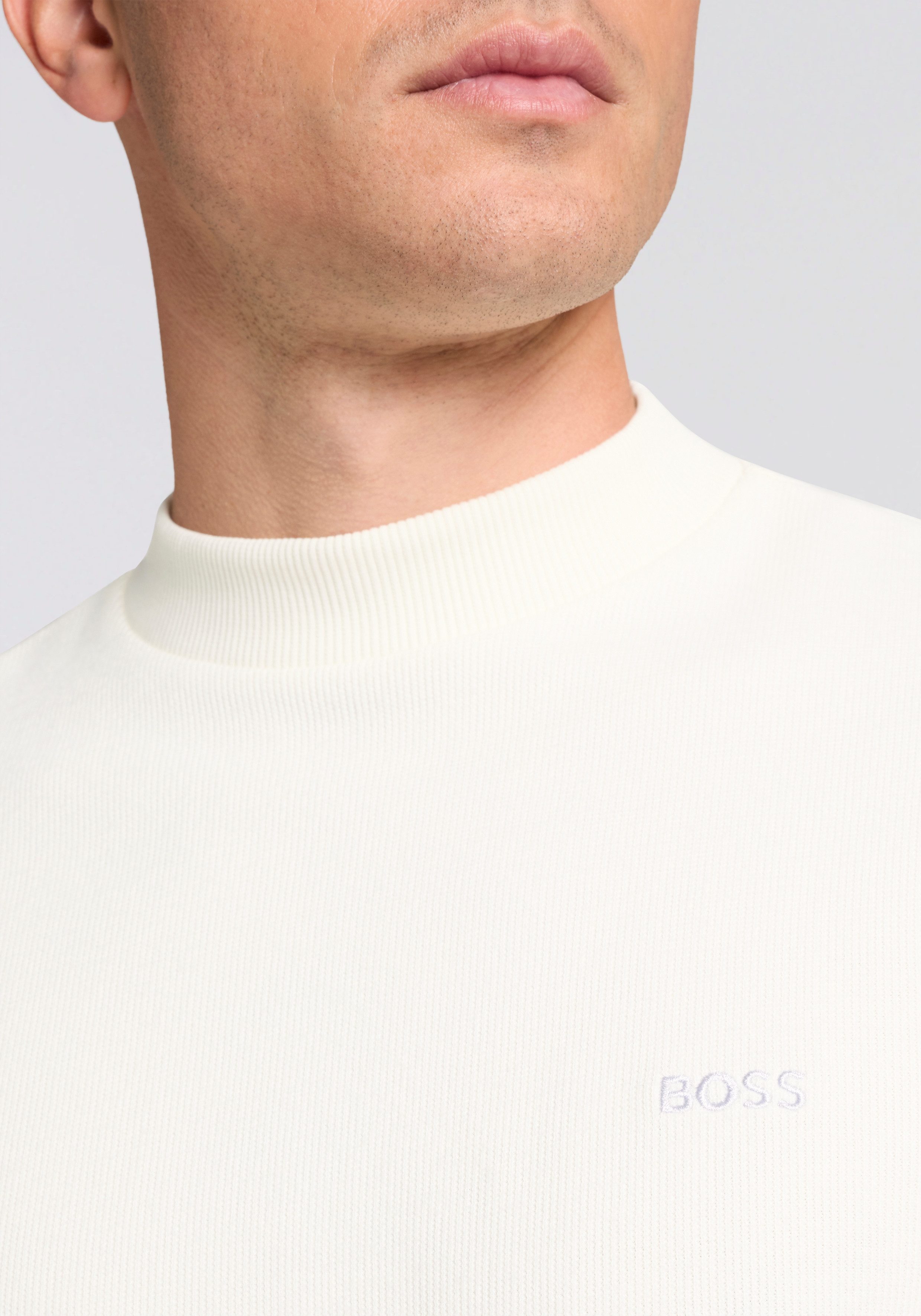 BOSS ORANGE Langarmshirt Te explorer Rundhalsausschnitt, Saum- und Ärmelbündchen
