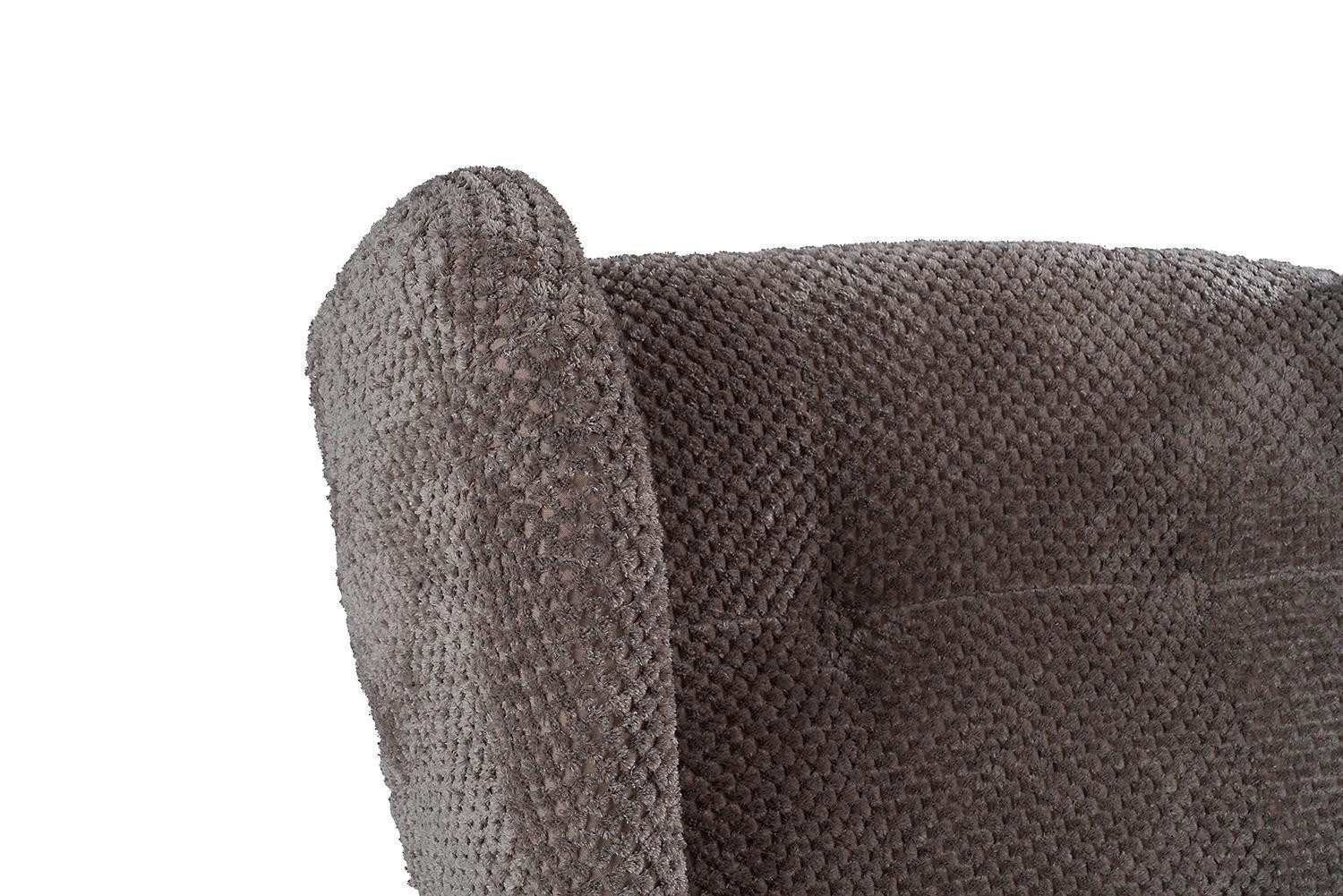 ED EXCITING DESIGN Ohrensessel OSKAR, Taupe, Webstoffbezug, mit Armlehnen, mit Holzfüßen