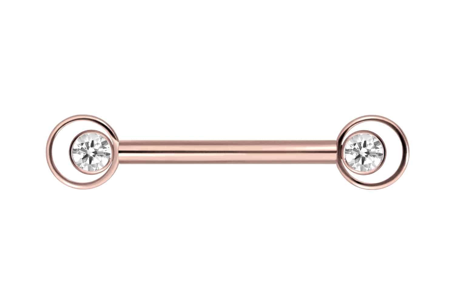 PIERCINGLINE Brustwarzenpiercing Titan Nippelpiercing mit Innengewinde RING + KRISTALL (Barbells, 1-tlg), Brust-, Nippel-Piercing, Titan