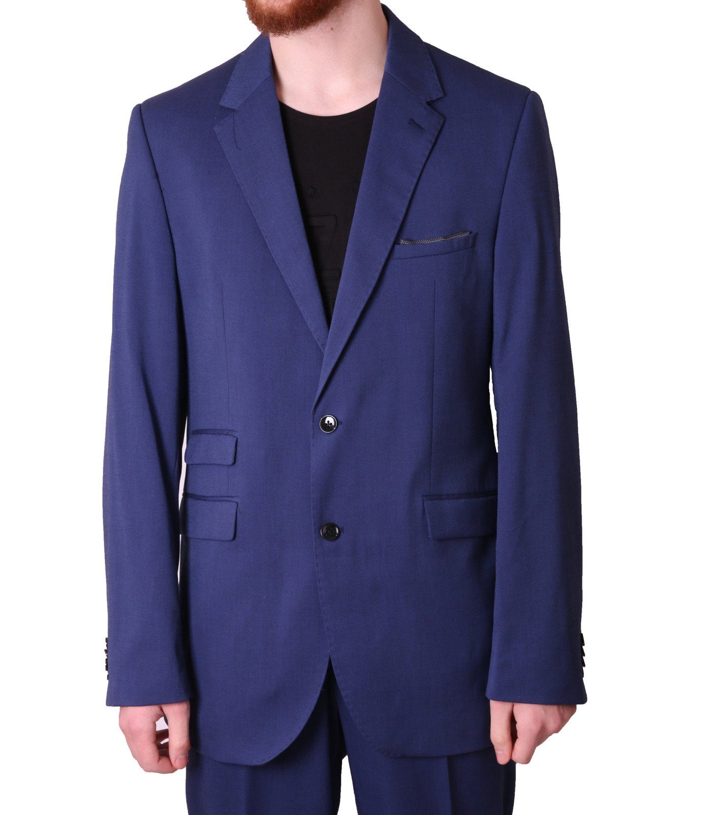 Class International Anzug CLASS INTERNATIONAL Anzug klassischer Herren  Business-Anzug 2-Knopf Verschluss Hochzeits-Anzug Blau