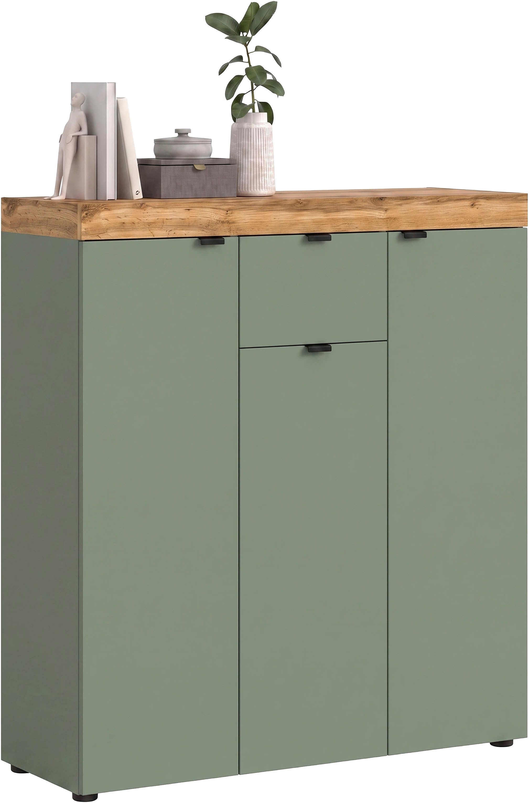 OTTO home Highboard MAMBO II, Breite 105cm, 3 Türen, 1 Schubkasten, 9 Fächer (1 St., 2-farbige Ausführung, in verschiedenen modernen Trendfarben erhältlich), Kommode, Sideboard, Wohnzimmer, Schlafzimmer