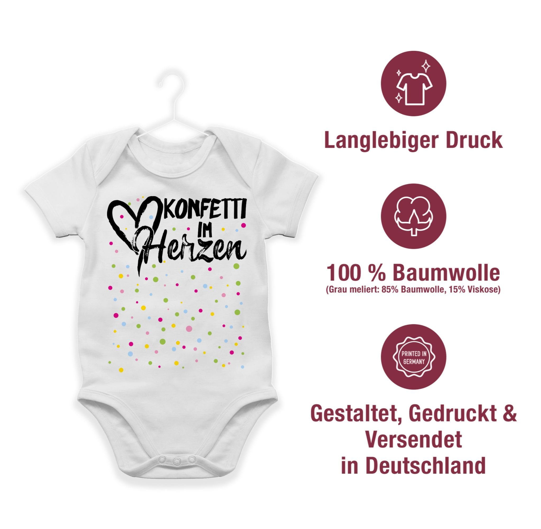 im Shirtracer Herzen Shirtbody Fasching Alle Konfetti 1 für Weiß Köln - Konfetti Karneval Confetti & Karneval