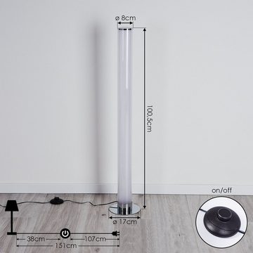 hofstein Stehlampe »Onano« LED Stehleuchte runde Bodenlampe, Metall, chrom, 3000 Kelvin, Fernbedienung dimmbar,10-90 Lumen,Fußschalter am Kabel weißer Kunstoff