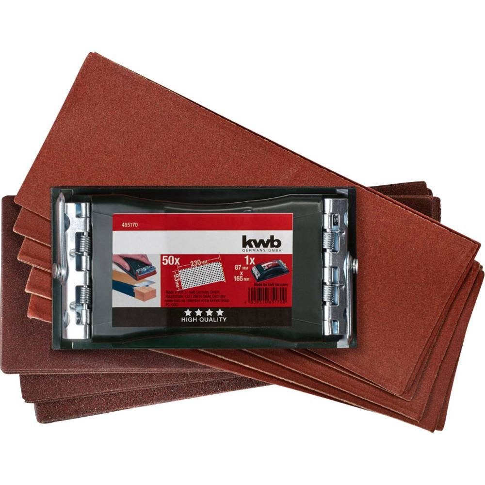 kwb Schleifaufsatz PROFI Handschleifer-Set, mit 50 Schleifstreifen 93 x 230 mm 485170
