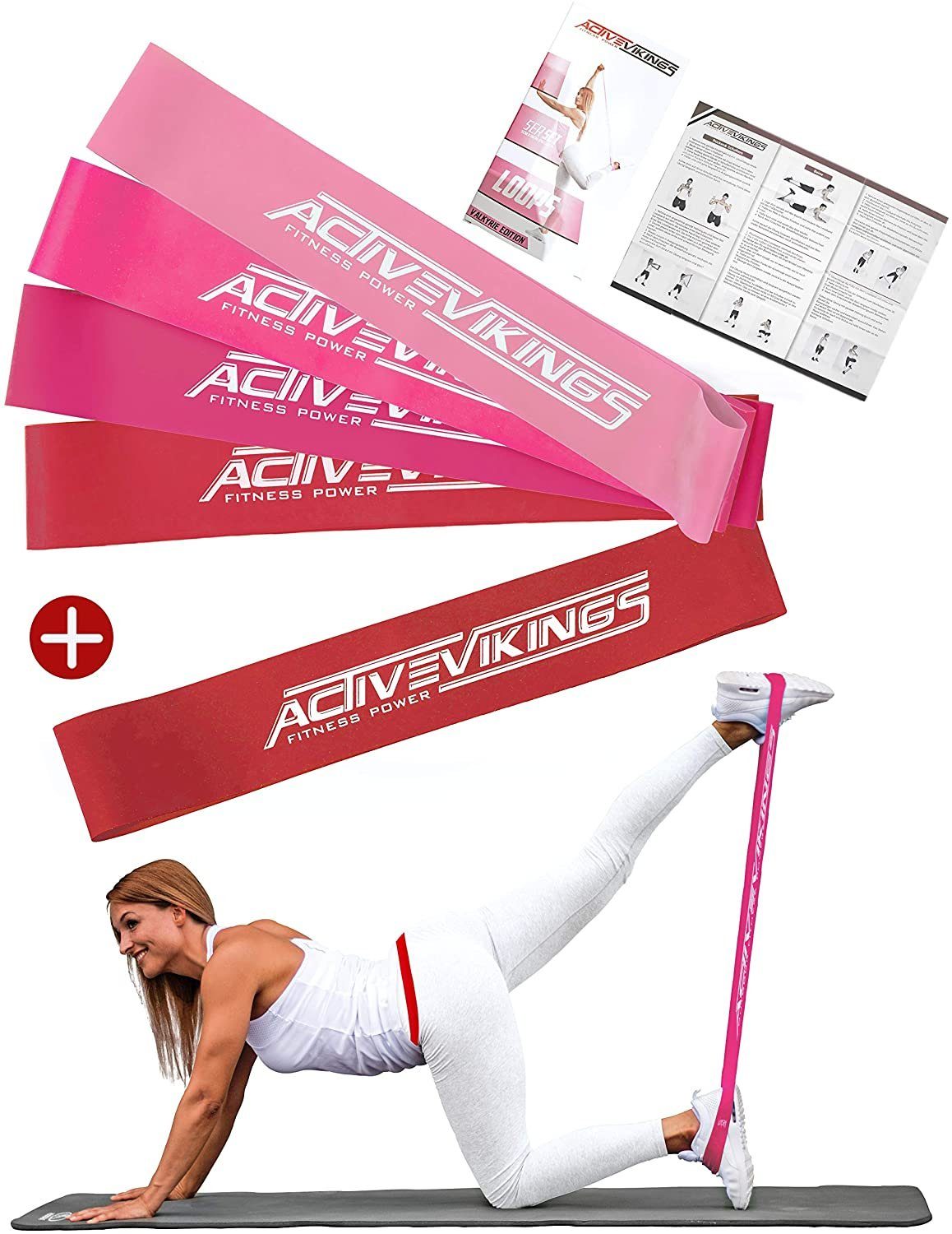 ActiveVikings ActiveVikings Loops 5er Set Valkyrie Edition - Ideal für  Muskelaufbau Physiotherapie Pilates Gymnastik und Crossfit - Fitnessband  Widerstandsbänder Fitnessbänder Fitnessband