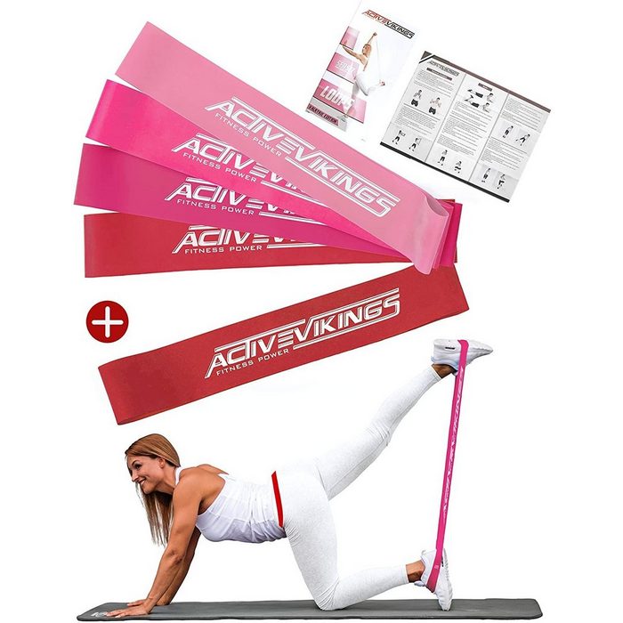 ActiveVikings ActiveVikings Loops 5er Set Valkyrie Edition - Ideal für Muskelaufbau Physiotherapie Pilates Gymnastik und Crossfit - Fitnessband Widerstandsbänder Fitnessbänder Fitnessband