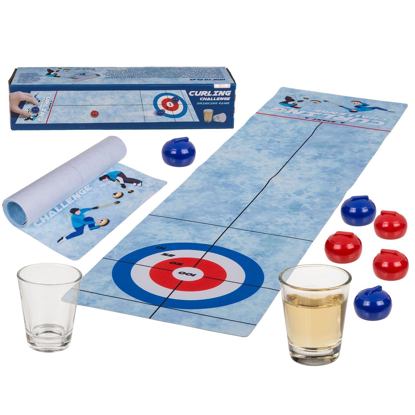 ReWu Spiel, Trinkspiel Tisch-Curling 120 x 30 cm
