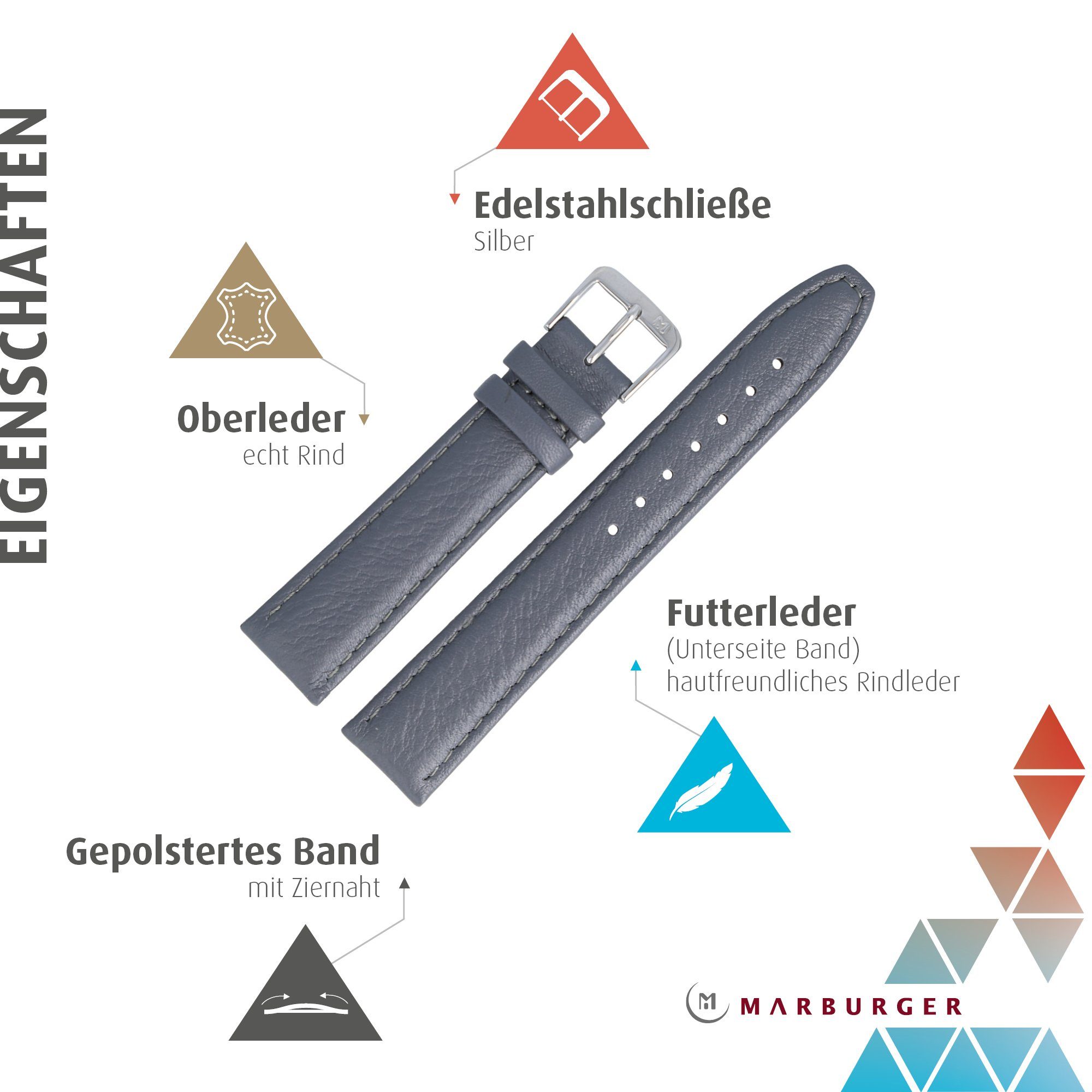 MARBURGER Uhrenarmband 18mm Leder