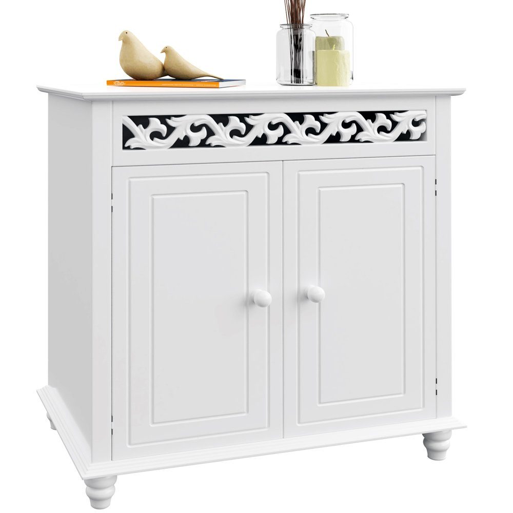 Casaria Kommode Jersey, Landhausstil Weiß Holz Vintage Schrank Verzierung Sideboard 76x65x35cm. € 89,95