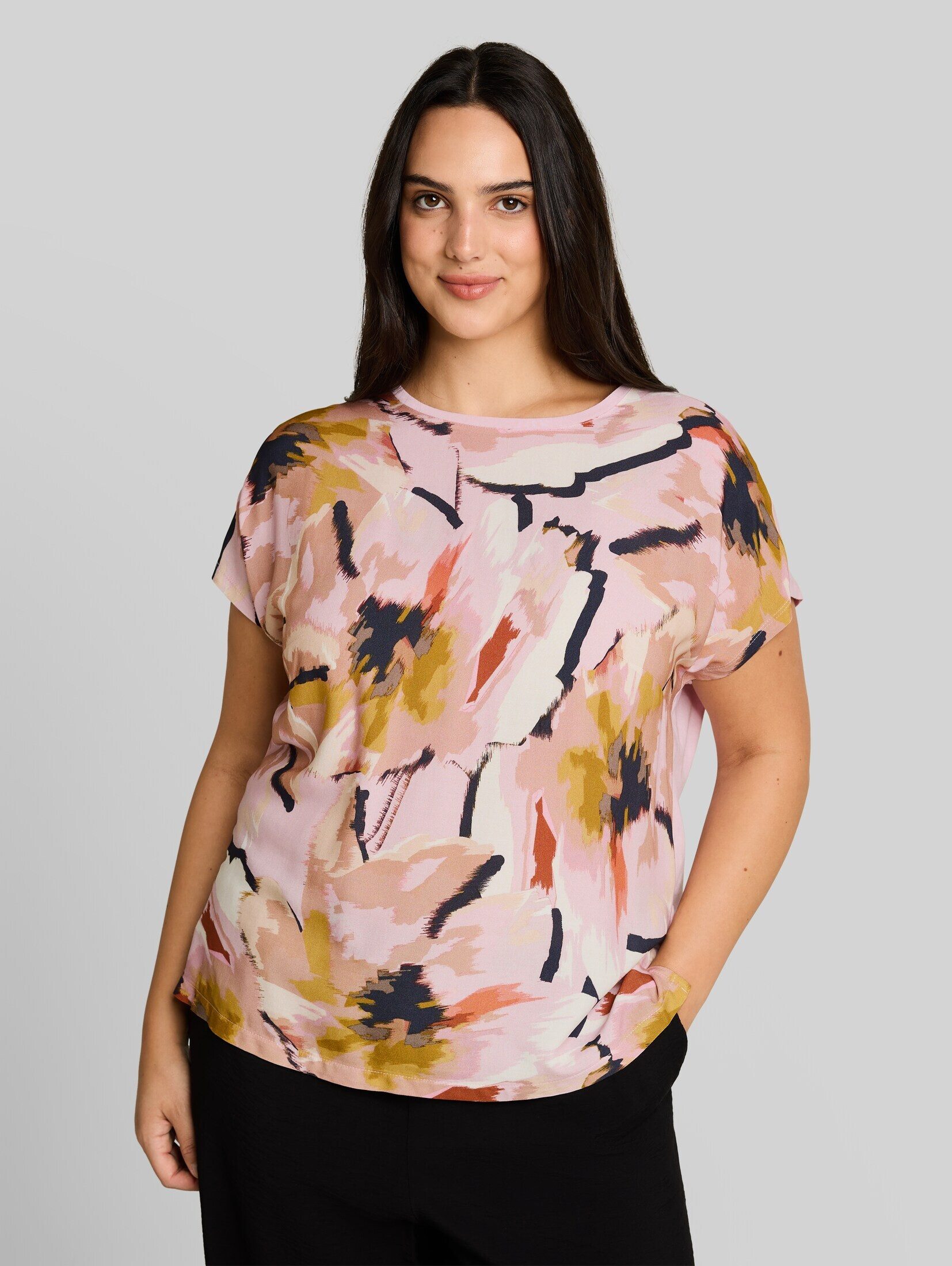 TOM TAILOR PLUS T-Shirt T-Shirt Plus Size - T-Shirt im Material-Mix