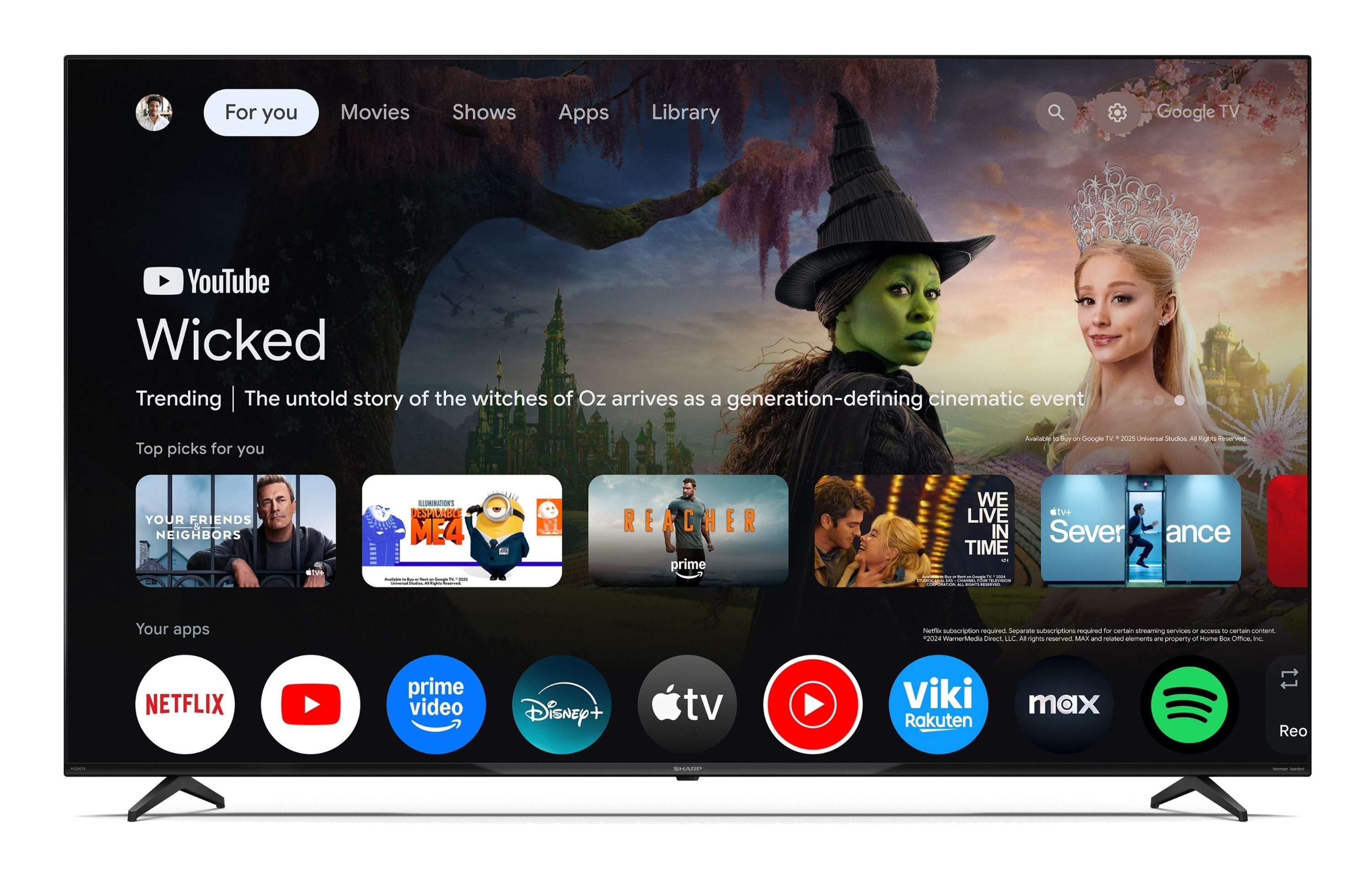 Sharp 70HP5765E QLED-Fernseher (177 cm/70 Zoll, 4K Ultra HD, Google TV, Google TV, HDR Dolby Vision & Atmos, Sound by Harman Kardon)