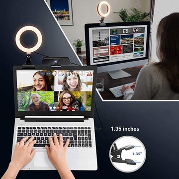 GelldG Ringlicht Ringlicht Laptop 6“ Videokonferenz Licht, LED Ringleuchte mit Clip
