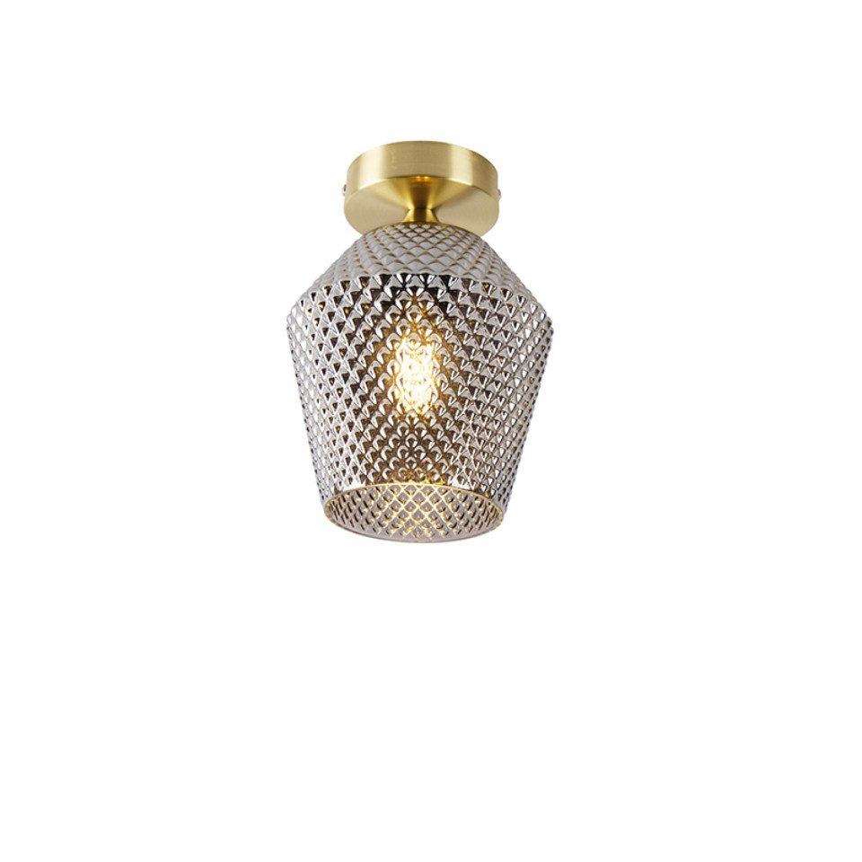 Qazqa Deckenleuchte Karce, ohne Leuchtmittel, Warmweiß, QAZQA Deckenleuchte, e27, Gold, Glas, Art Deco