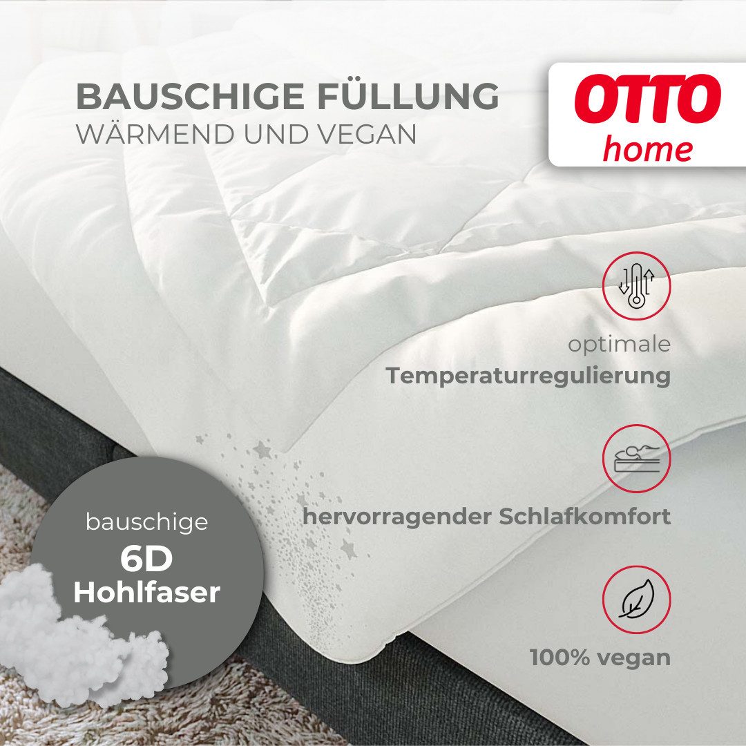 OTTO home Microfaserbettdecke + Kopfkissen Baca, 2-tlg. Bettdecke 135x200 oder155x220 cm mit Kissen 80x80 cm, Füllung: 6D-Hohlfaser (Bettdecke), Bezug: Microfaser, Set Bettdecke & Kissen Made in Germany, Sommer, Winter