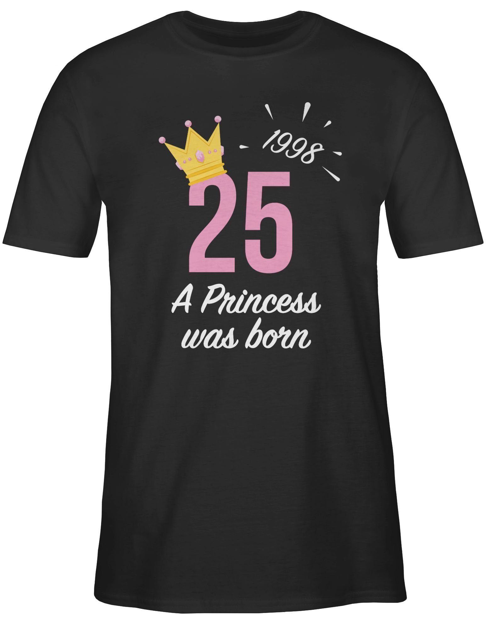 Shirtracer T-Shirt Fünfundzwanzigster Mädchen Princess 1998 25. Geburtstag 1 Schwarz