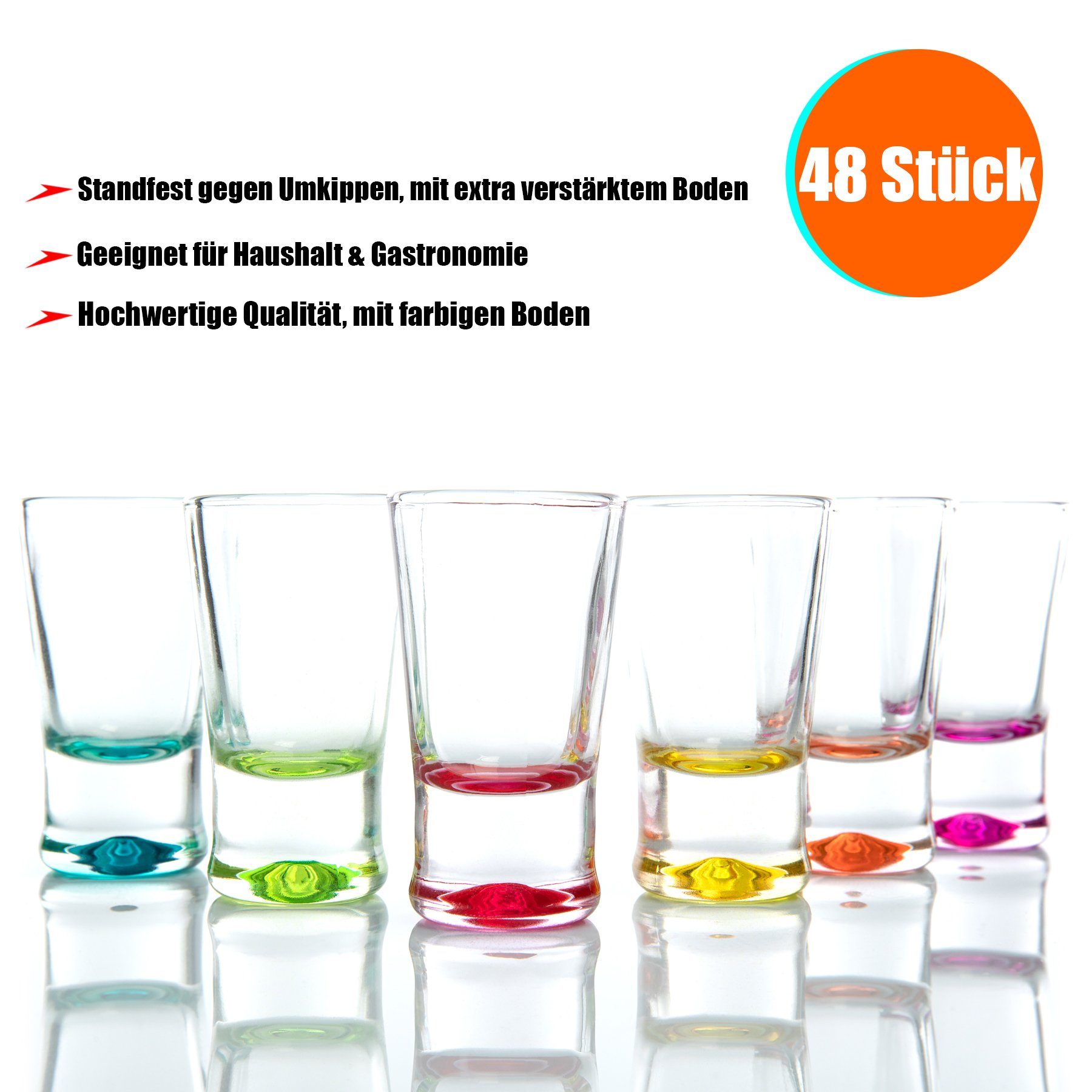 BigDean Schnapsglas 2cl in Geschenkbox – hochwertige Shotgläser lebensmittelecht, 48-tlg., Glas, Robustes Glas, Langlebige Qualität, Elegante Form, Vielseitig.