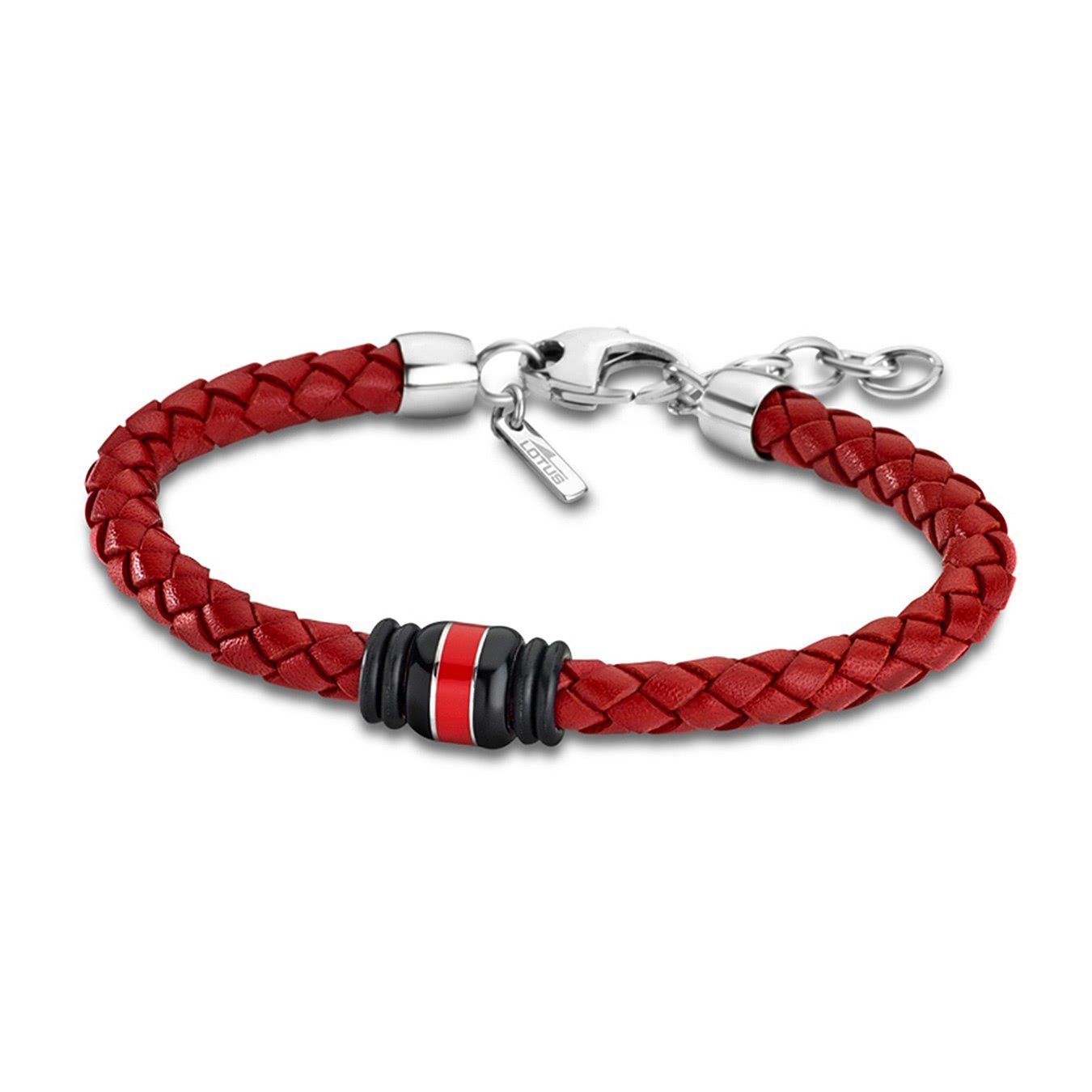 Style Style (Armband), Urban Steel), Lotus Armband Lotus Herren aus Armband Echtleder rot für (Stainless Edelstahl