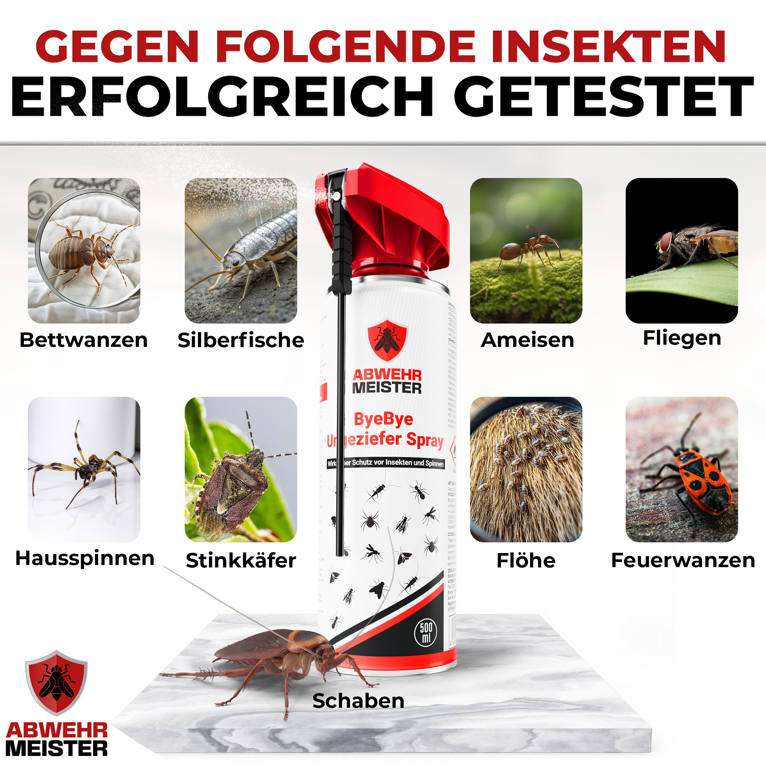 ABWEHR MEISTER Insektenspray ORGINAL ByeBye Ungesziefer- Spray [500 ml], 1-St., Präzise Anwendung, dank integrierter Sprühlanze – Bild 5 von 5