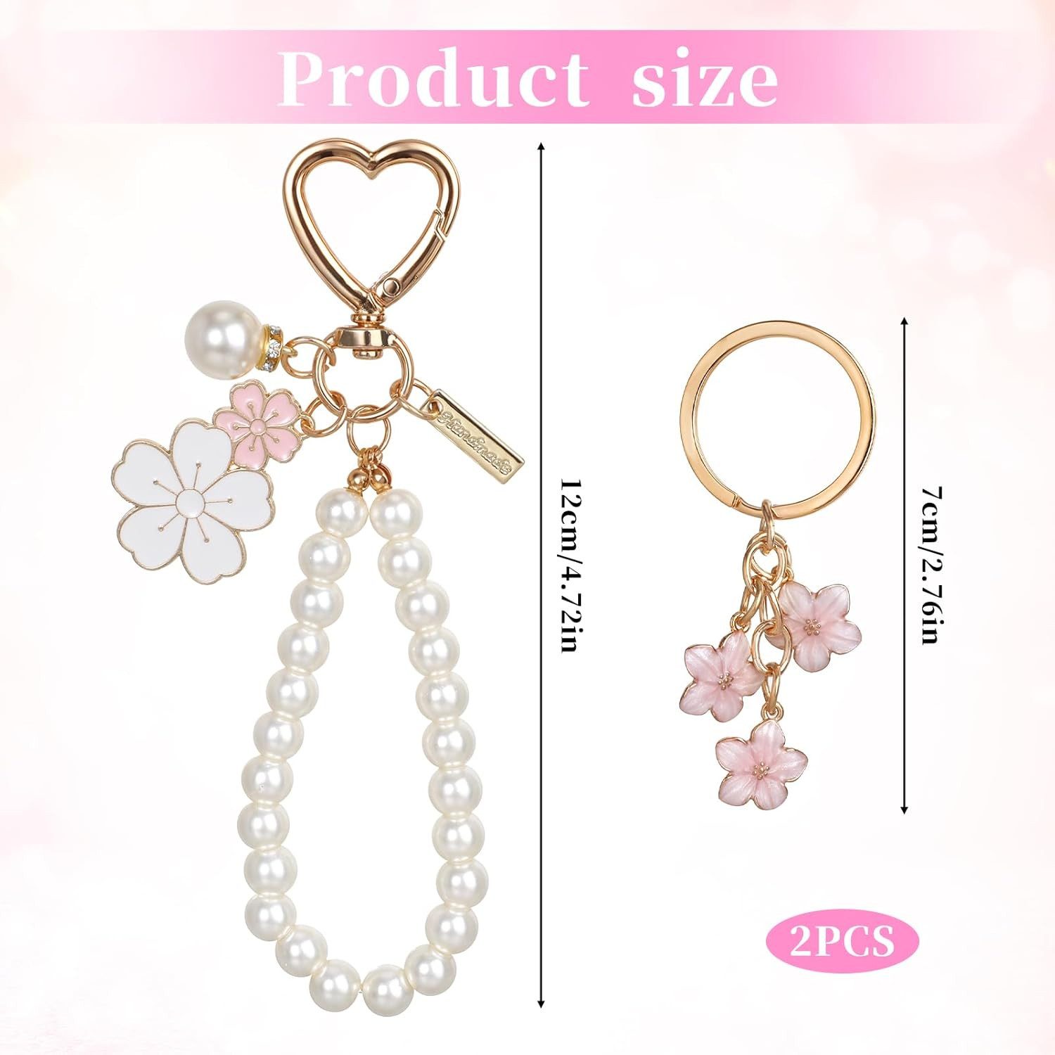 FELIXLEO Schlüsselanhänger Set 2er Blume Schlüsselanhänger Tasche Anhänger Damen Armband – Bild 2 von 5