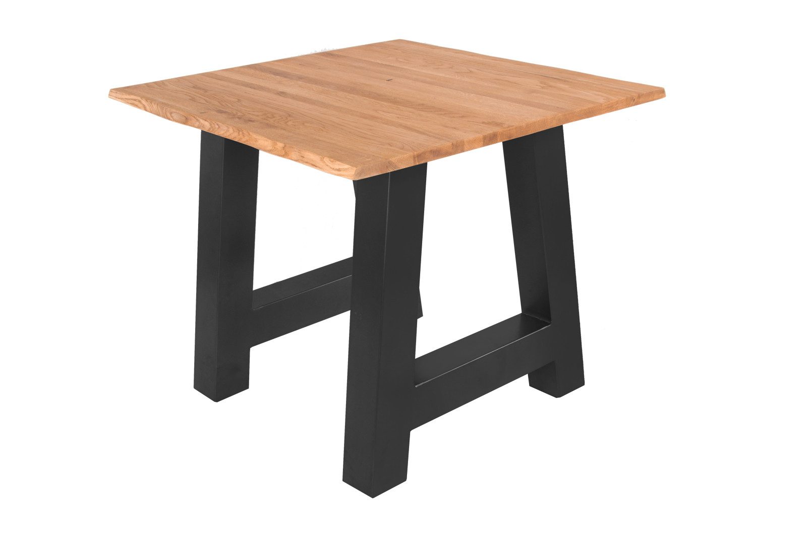 SAM® Baumkantentisch Edda, massive Wildeiche, mit Baumkante und Metallgestell A-Form