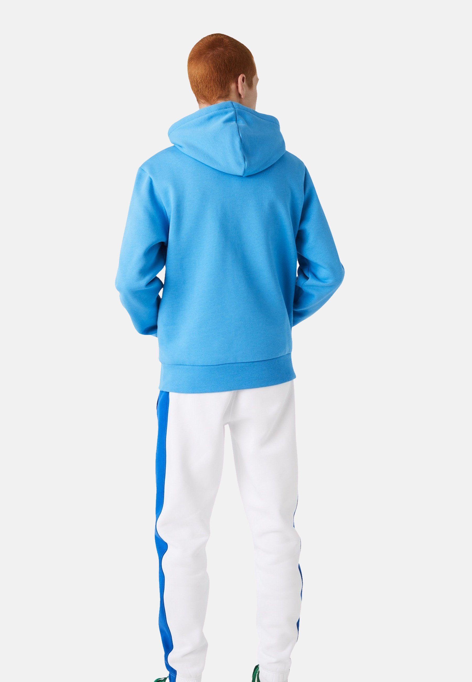 aus Bio-Baumwolle Sweatshirt Kapuze Hoodie blau mit (1-tlg) Lacoste Pullover
