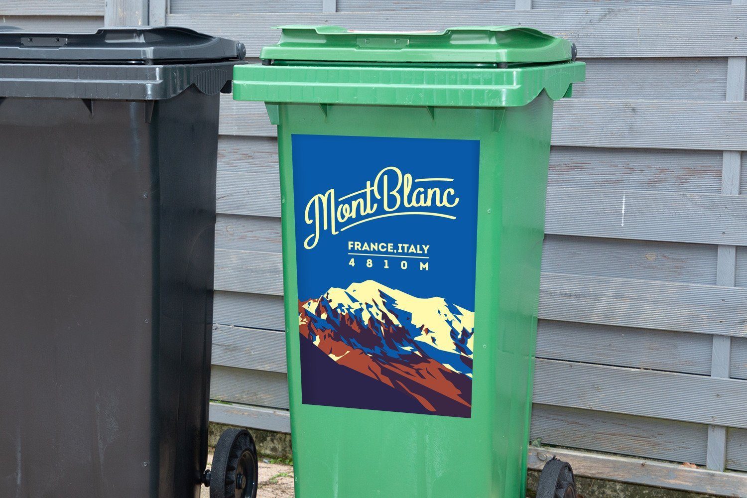 Abfalbehälter Mülleimer-aufkleber, St), Mont Sticker, - - Wandsticker MuchoWow Mülltonne, Alpen Blanc Container, Europa (1