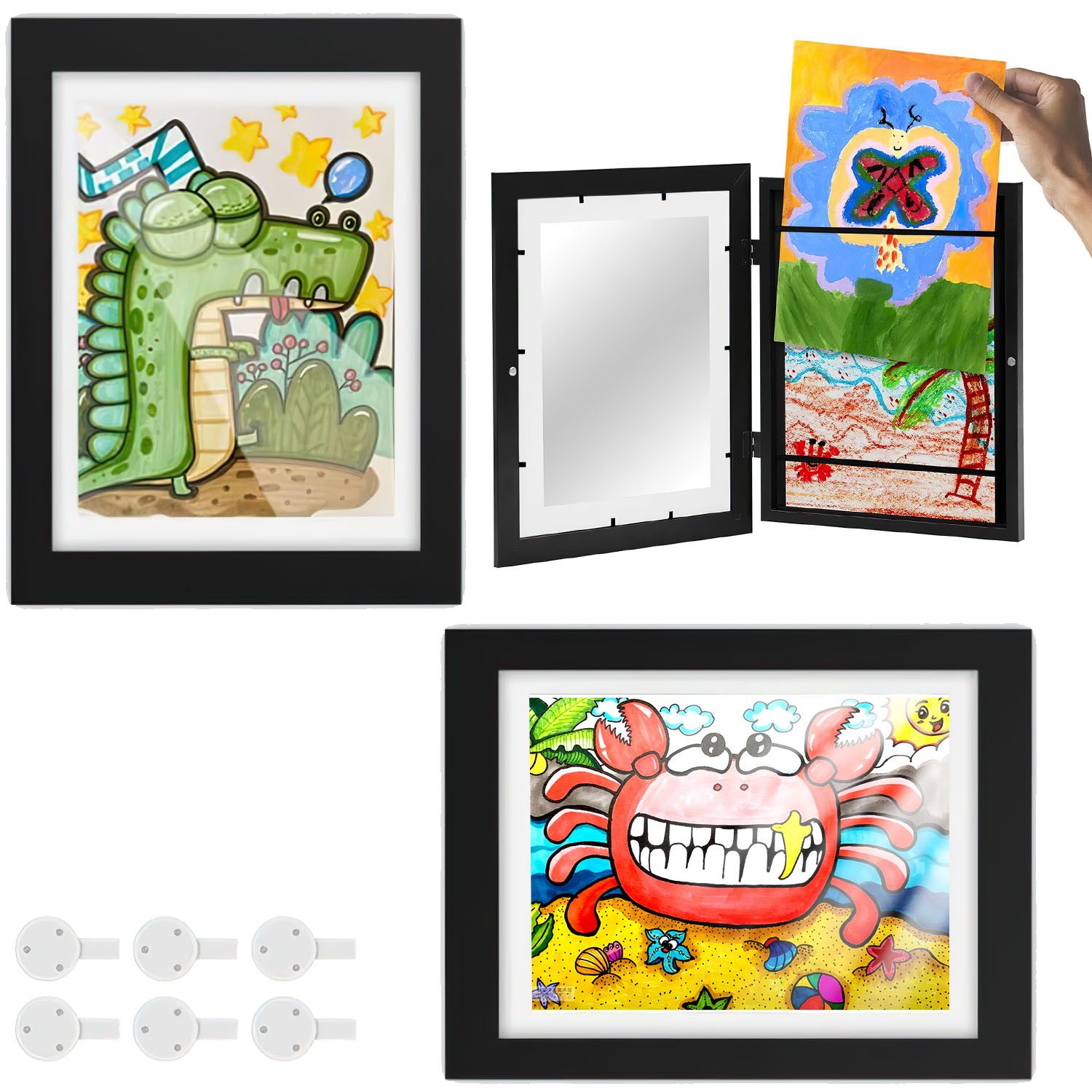 SURFOU Bilderrahmen 2er Kinderzeichnungen A4 Kinder Befüllba Kunstfotorahme günstig online kaufen