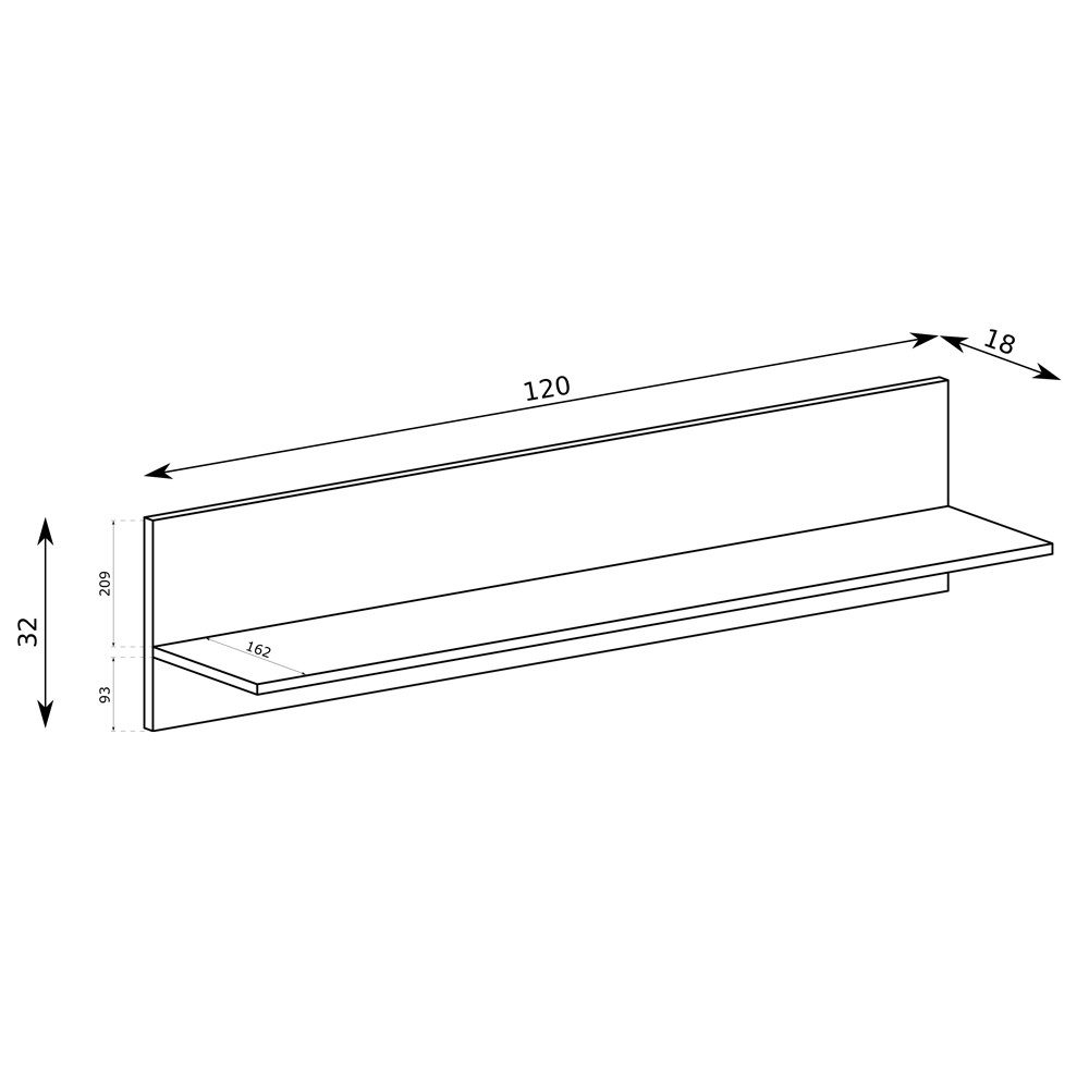 Lomadox Wandregal LAURO-161, Wandboard Indigo blau 120 cm Regalboard