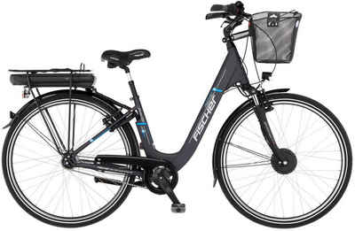 FISCHER Fahrrad E-Bike »CITA ECU 2200 318«, 7 Gang Shimano Nexus Schaltwerk, Nabenschaltung, Frontmotor 250 W, (mit Akku-Ladegerät, mit Beleuchtungsset, mit Fahrradkorb, mit Fahrradschloss, mit Werkzeug), ebike Damen