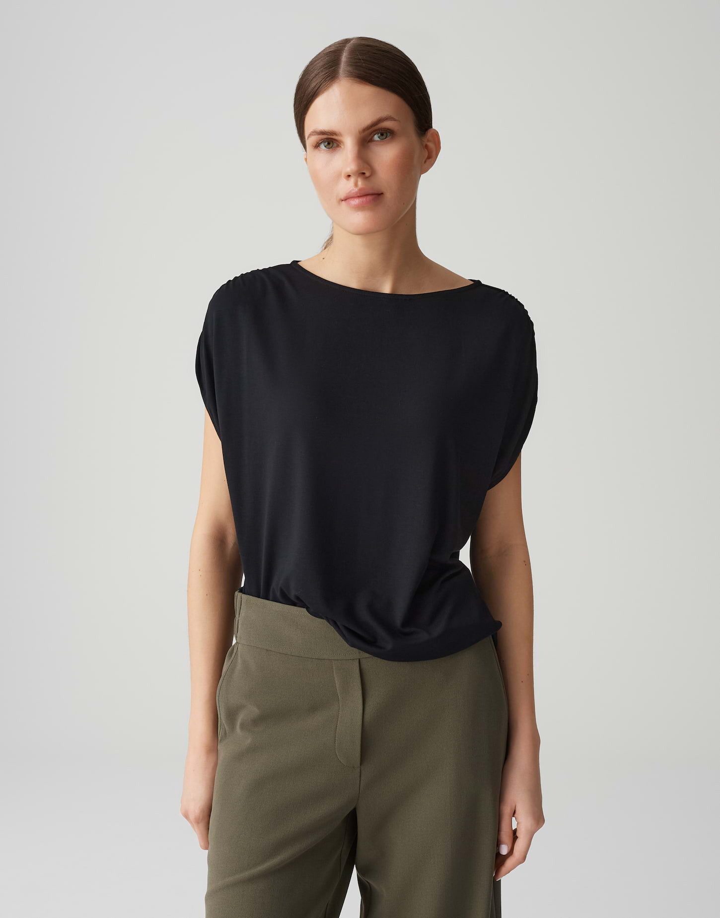 OPUS Kurzarmshirt SANUELA mit Raffung an günstig online kaufen