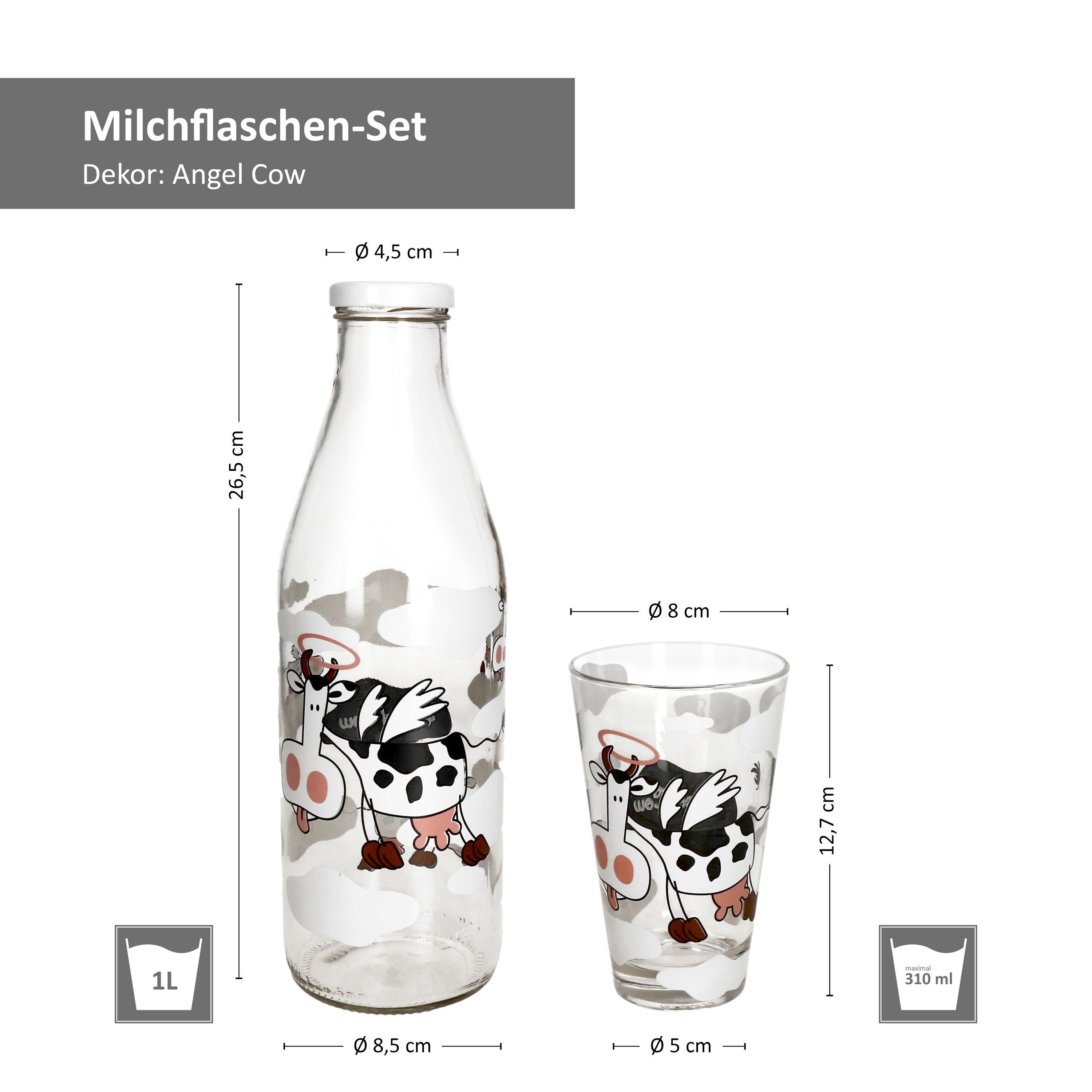 MamboCat Milchbehälter Ritzenhoff&Breker Milchflaschen Set Angel Cow Trinkflasche + Glas – Bild 5 von 5