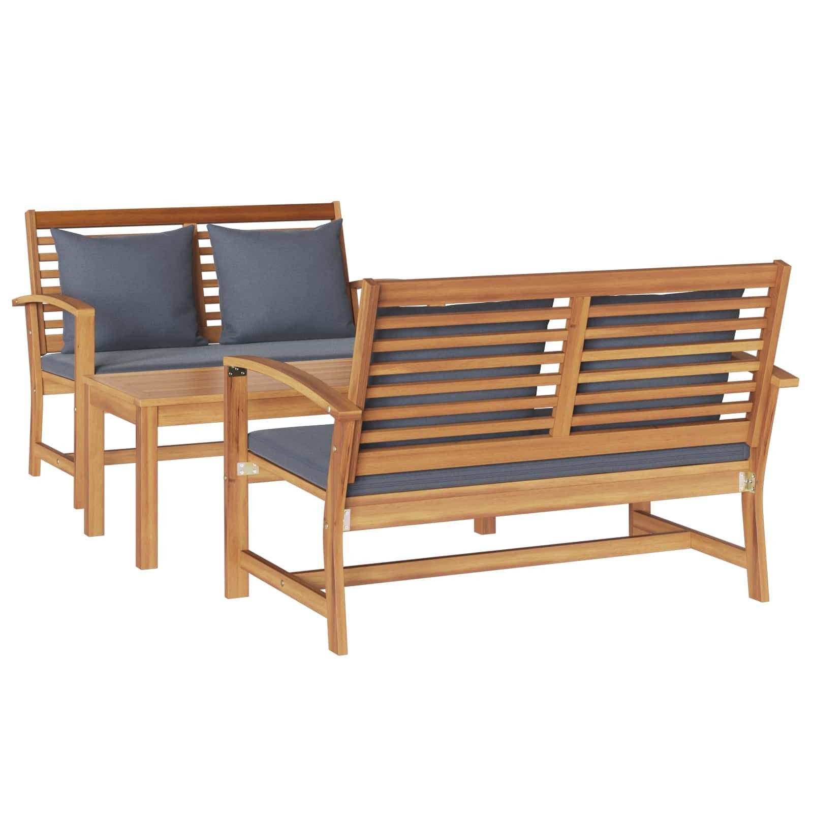 vidaXL Gartenlounge-Set Gartensofa-set 3 Stk. Natur Massives holz, (3-tlg)